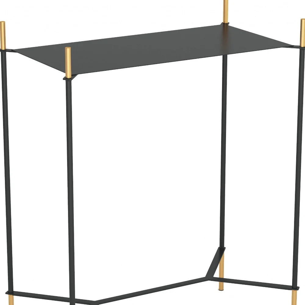 Moderna Black and Gold Accent Side Table By Homeroots - Image 5
