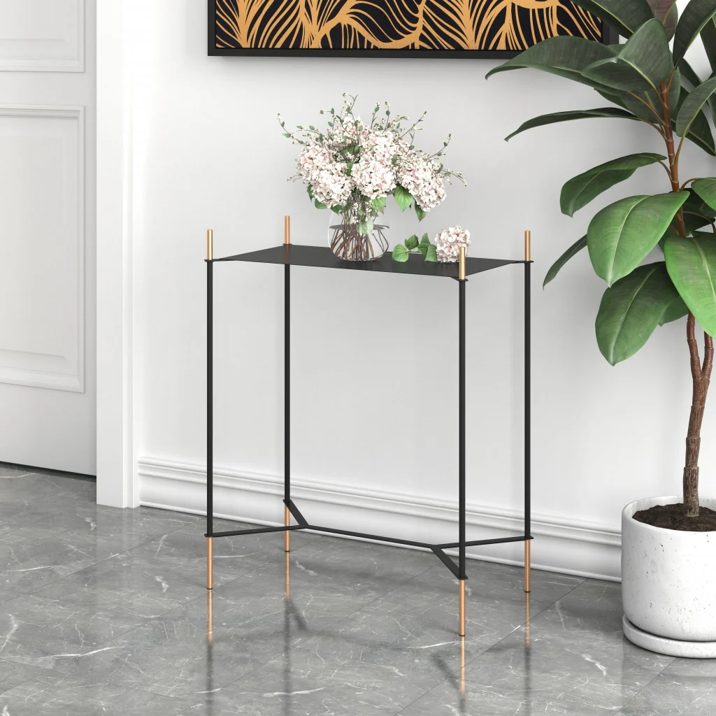 Moderna Black and Gold Accent Side Table By Homeroots - Image 6