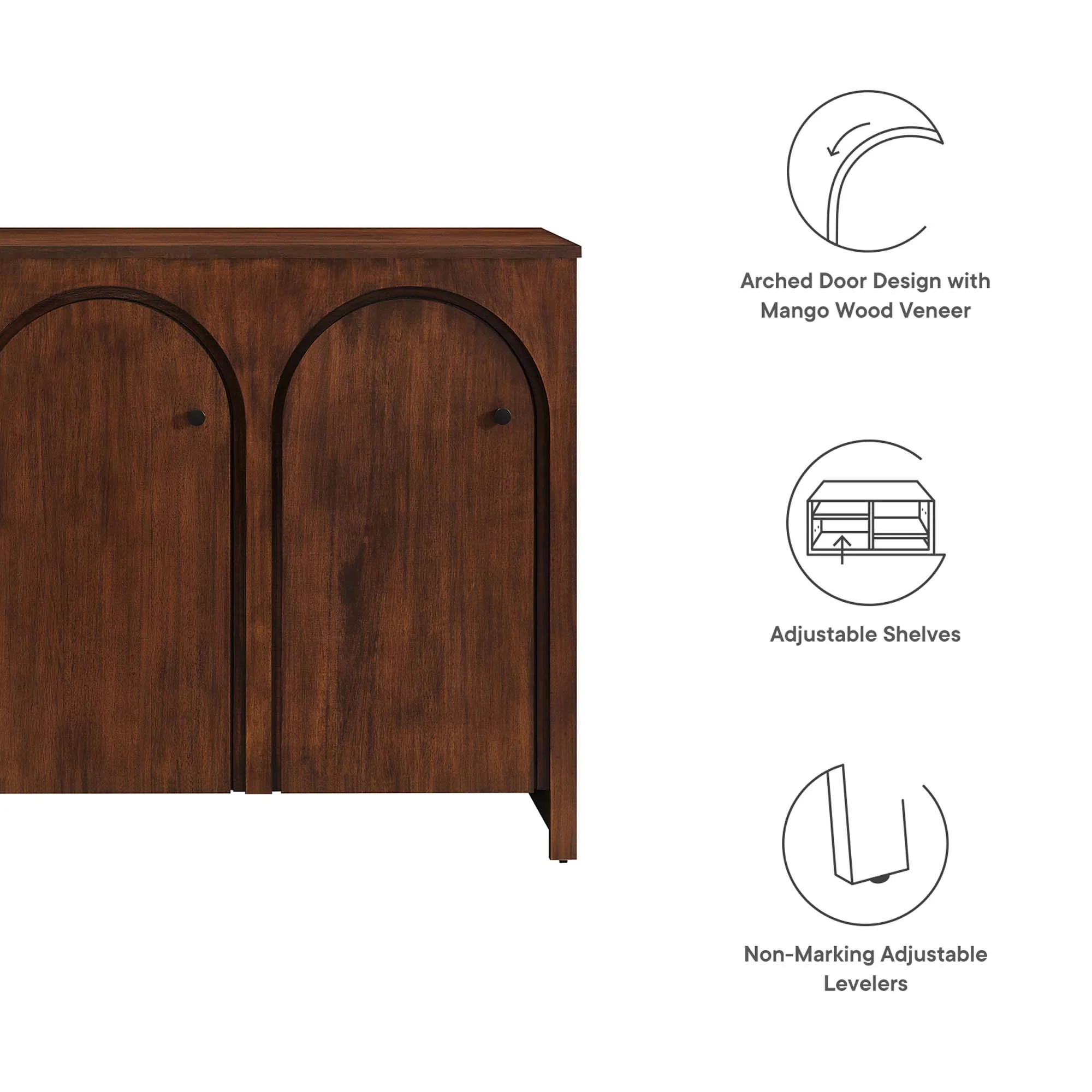 Modway Appia 3-Door Arched Door Sideboard Storage Cabinet - Image 16