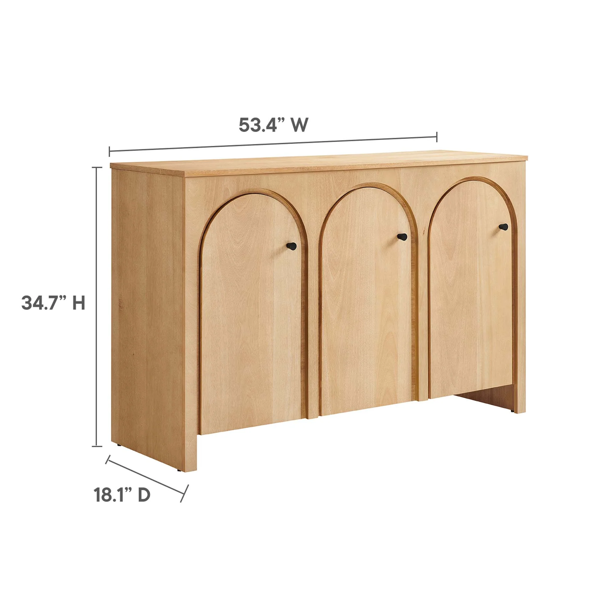Modway Appia 3-Door Arched Door Sideboard Storage Cabinet - Image 7