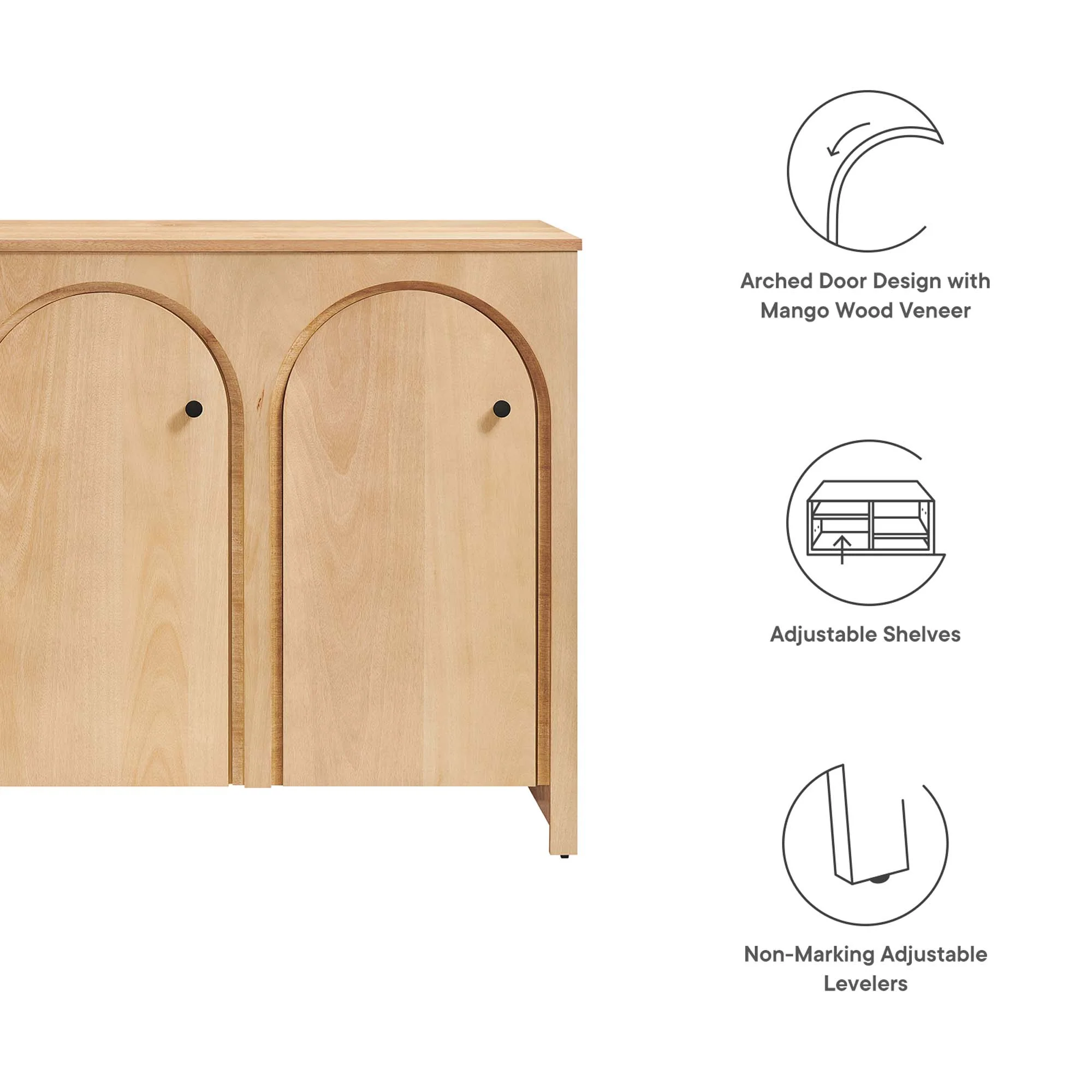 Modway Appia 3-Door Arched Door Sideboard Storage Cabinet - Image 8