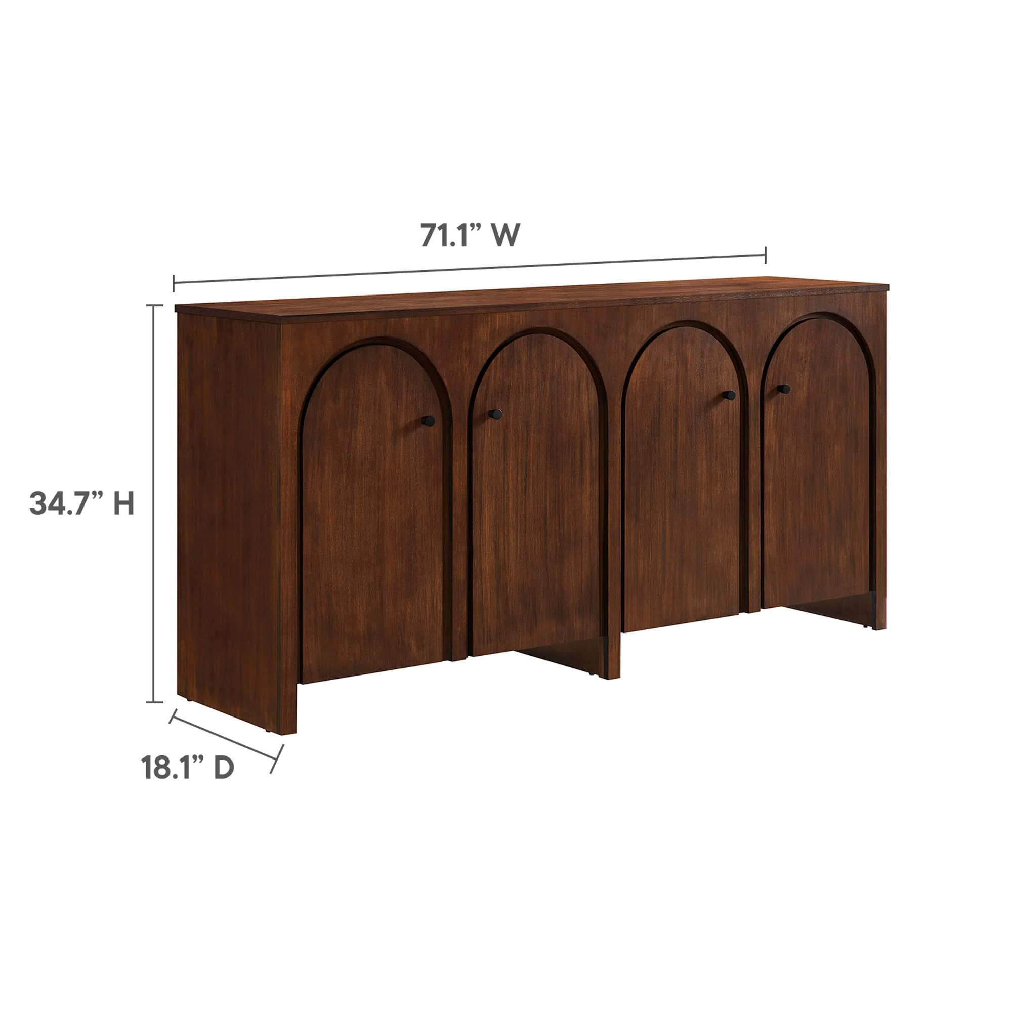 Modway Appia Wood Grain 4-Door Sideboard Storage Cabinet - Image 15