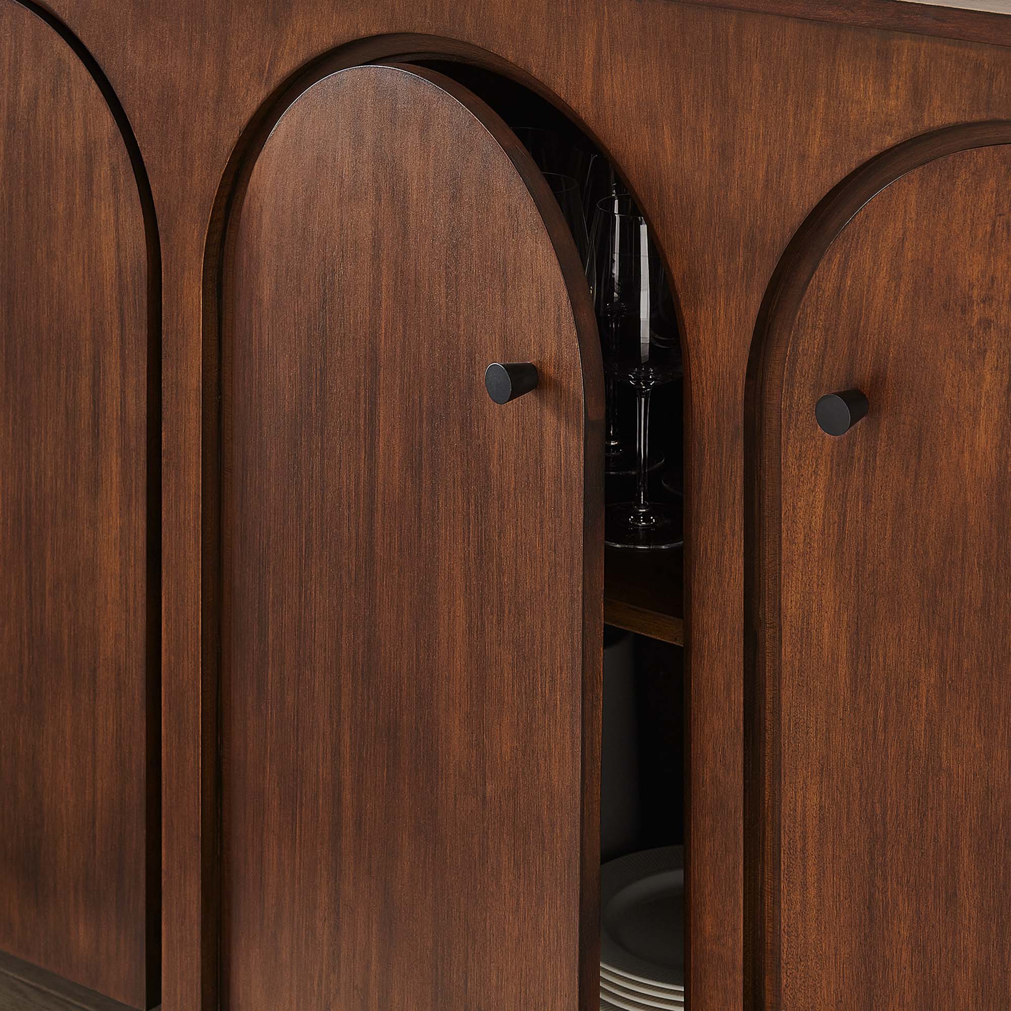 Modway Appia Wood Grain 4-Door Sideboard Storage Cabinet - Image 17