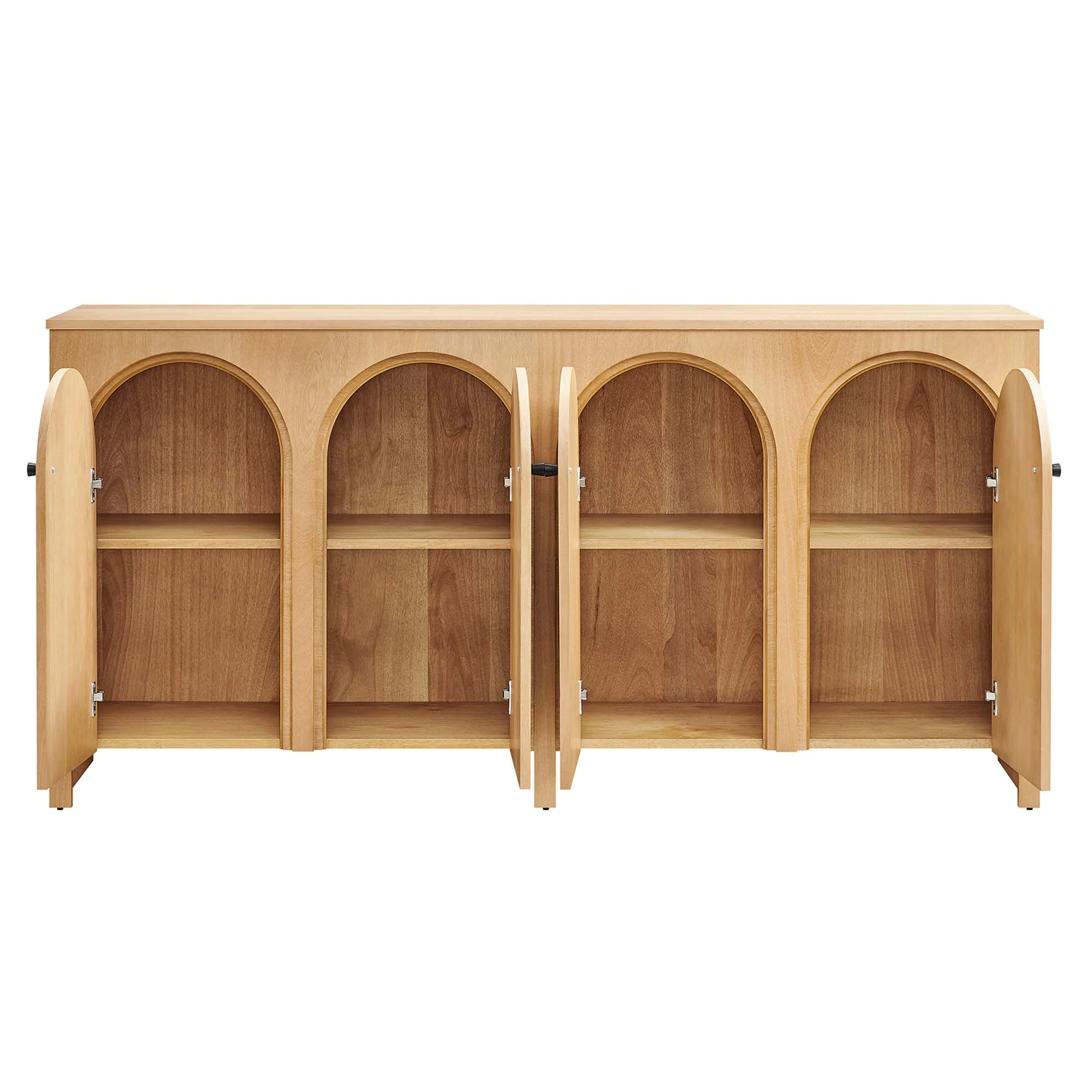 Modway Appia Wood Grain 4-Door Sideboard Storage Cabinet - Image 5