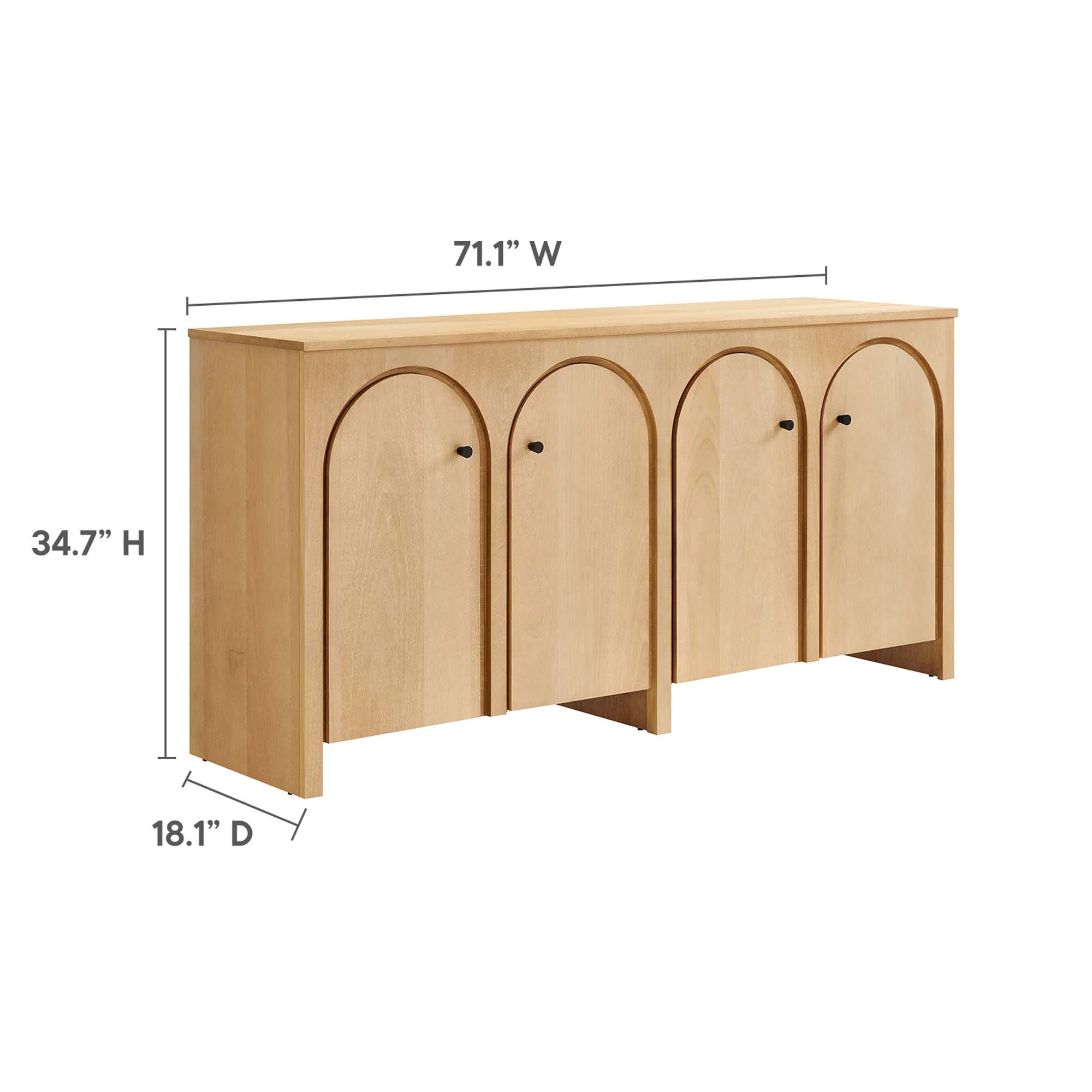 Modway Appia Wood Grain 4-Door Sideboard Storage Cabinet - Image 7