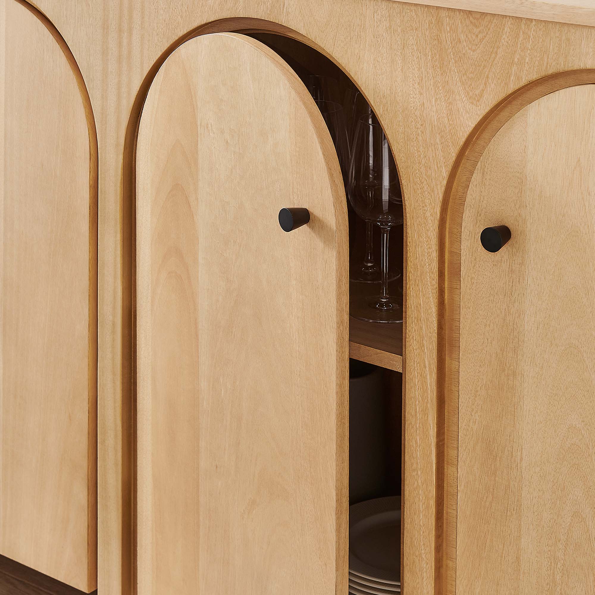 Modway Appia Wood Grain 4-Door Sideboard Storage Cabinet - Image 9