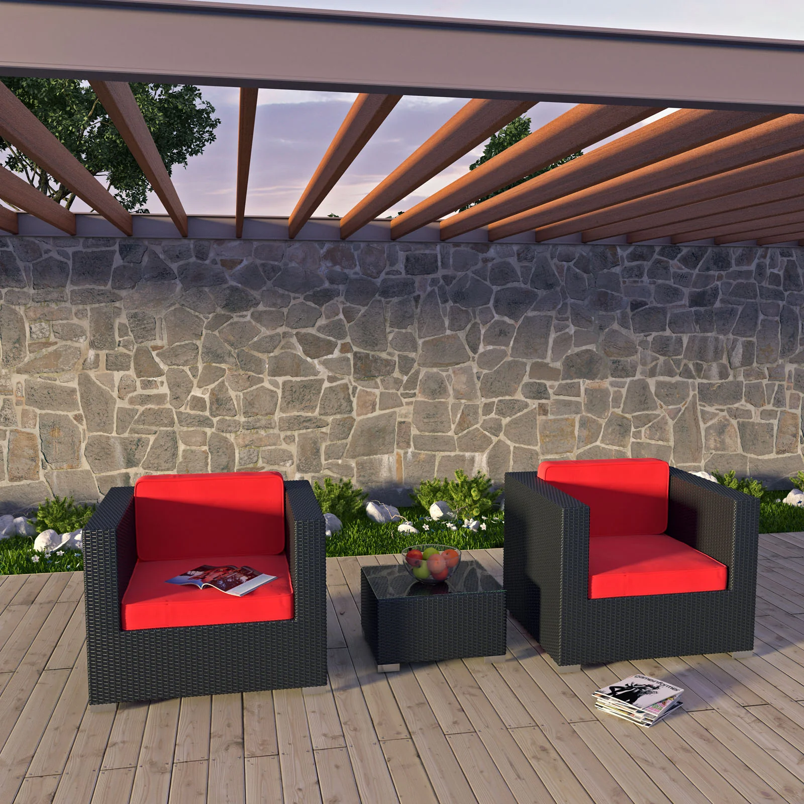 Modway Burrow 3 Piece Outdoor Patio Sofa Set - Image 14