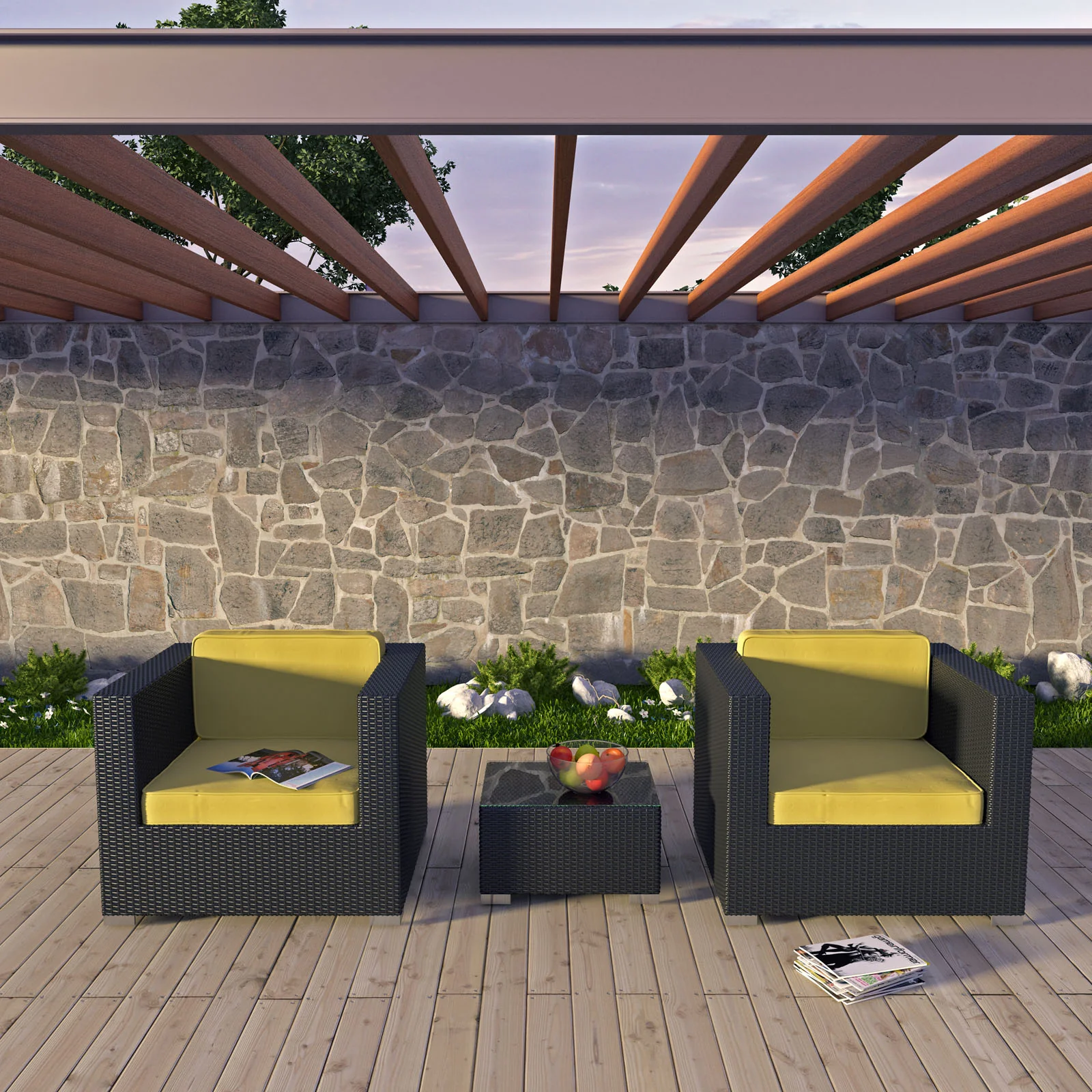 Modway Burrow 3 Piece Outdoor Patio Sofa Set - Image 8