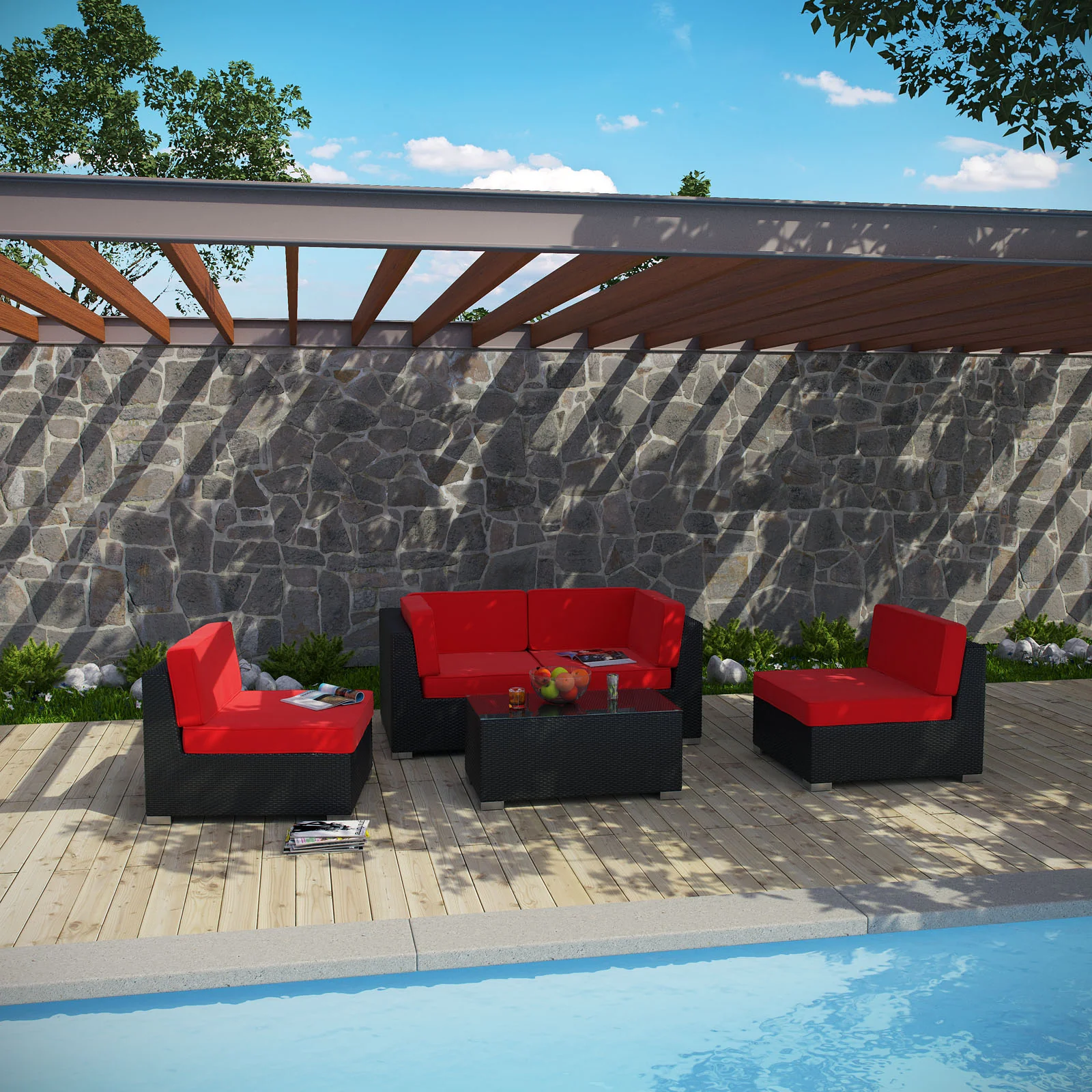 Modway Camfora 5 Piece Outdoor Patio Sectional Set - Image 6