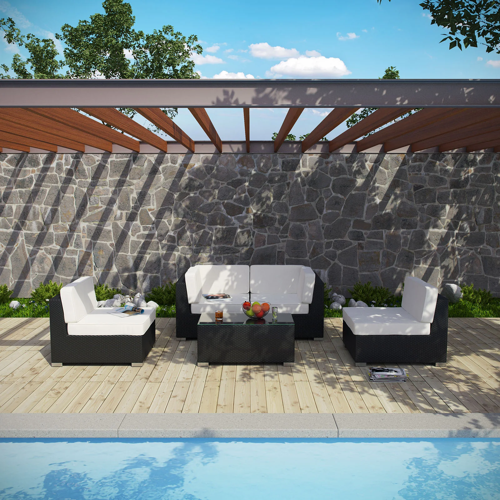 Modway Camfora 5 Piece Outdoor Patio Sectional Set - Image 9