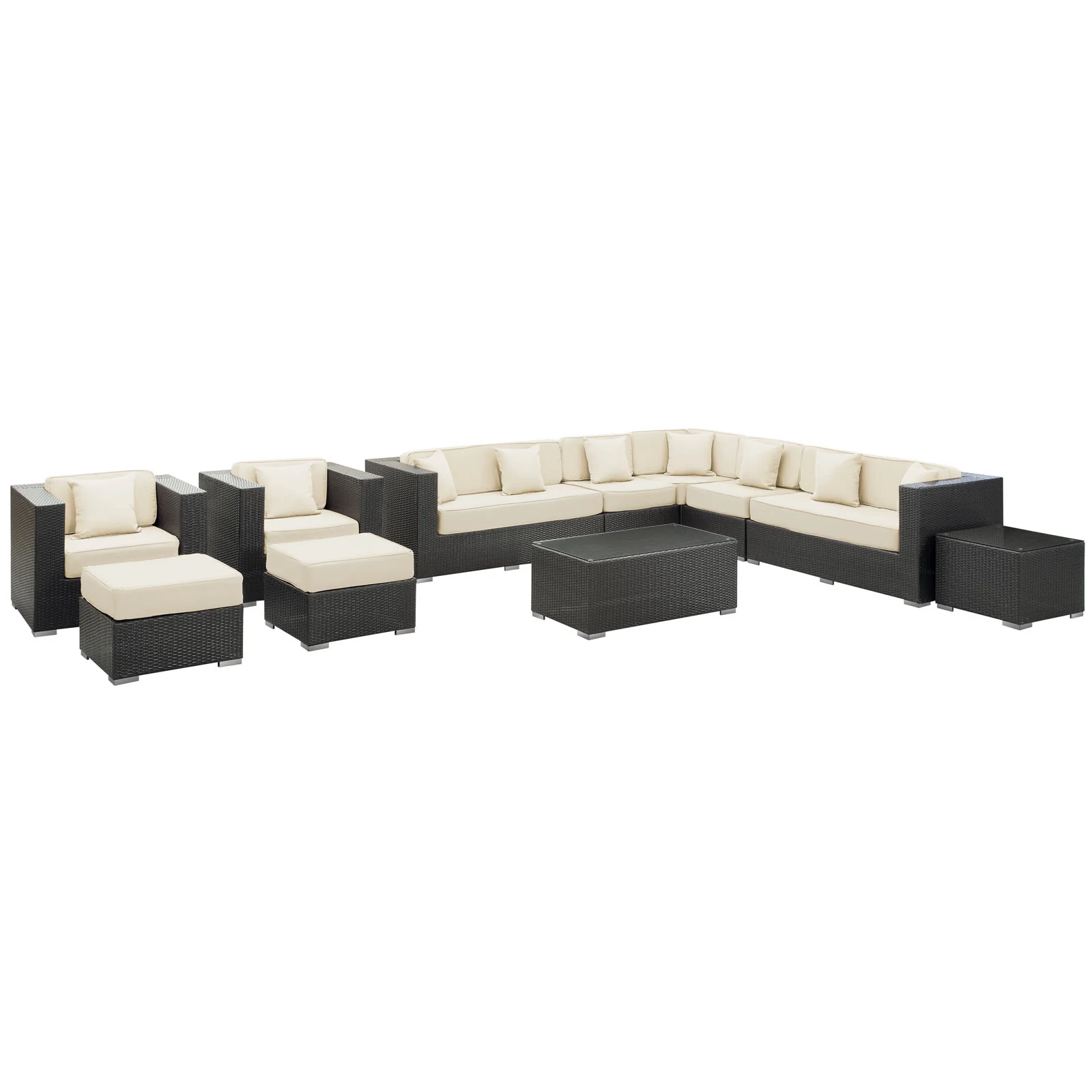Modway Cohesion 11 Piece Outdoor Patio Sectional Set - Image 2