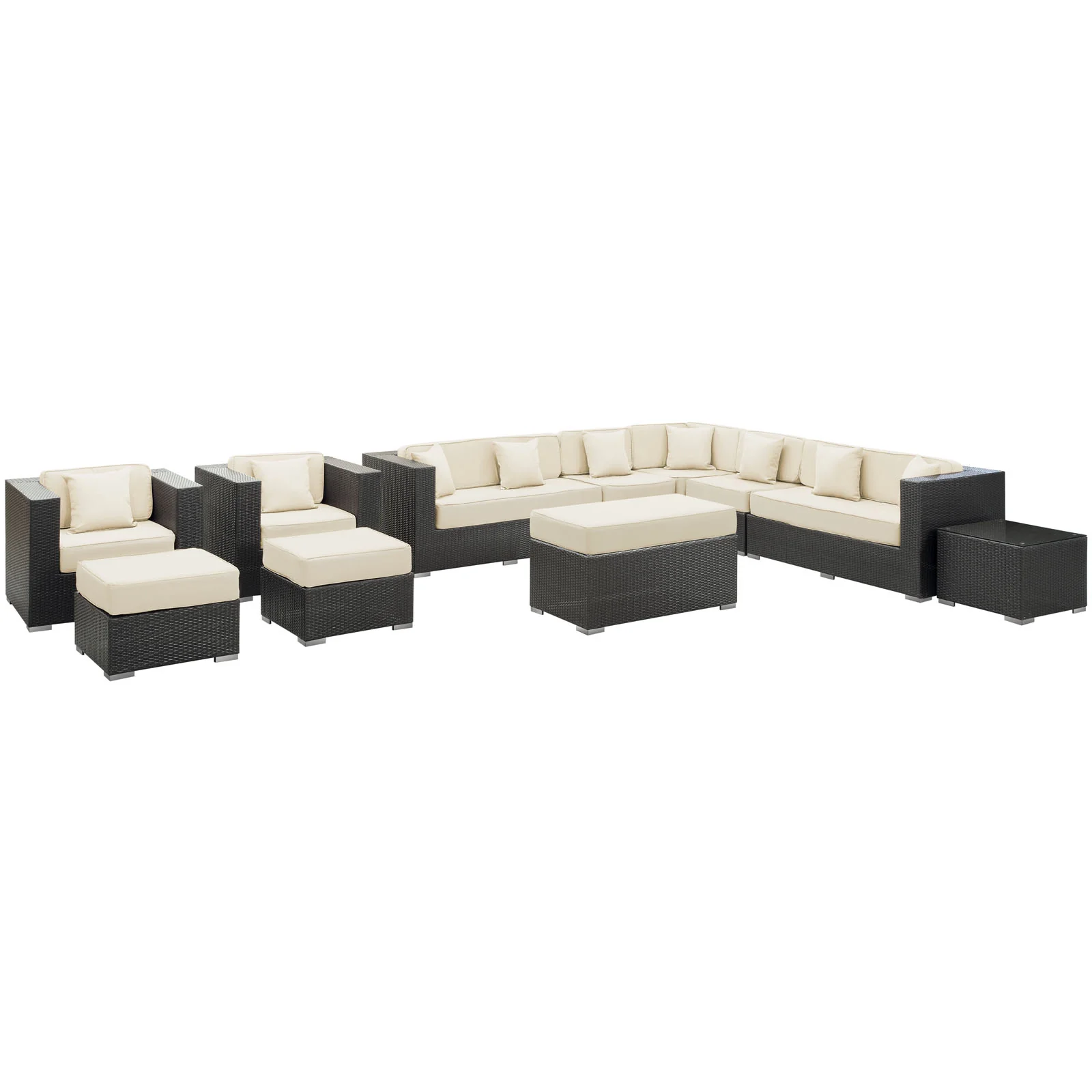 Modway Cohesion 11 Piece Outdoor Patio Sectional Set - Image 3