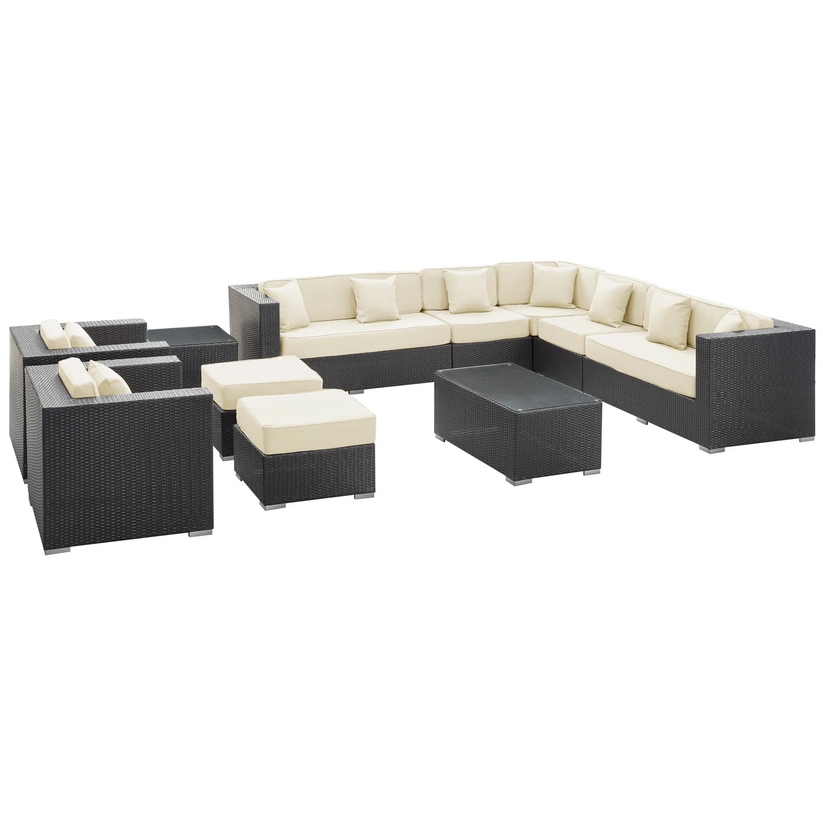 Modway Cohesion 11 Piece Outdoor Patio Sectional Set - Image 4