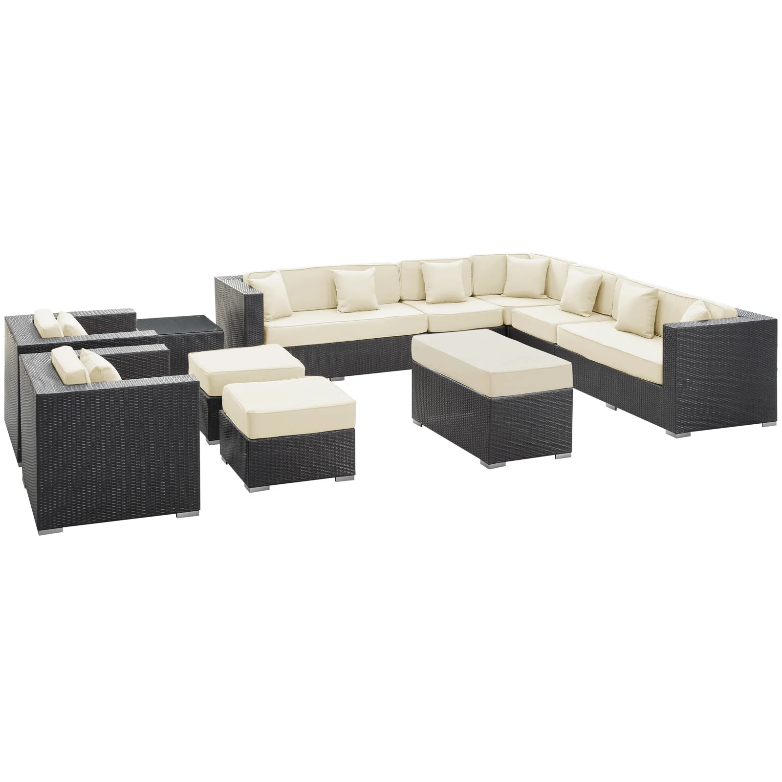 Modway Cohesion 11 Piece Outdoor Patio Sectional Set - Image 5