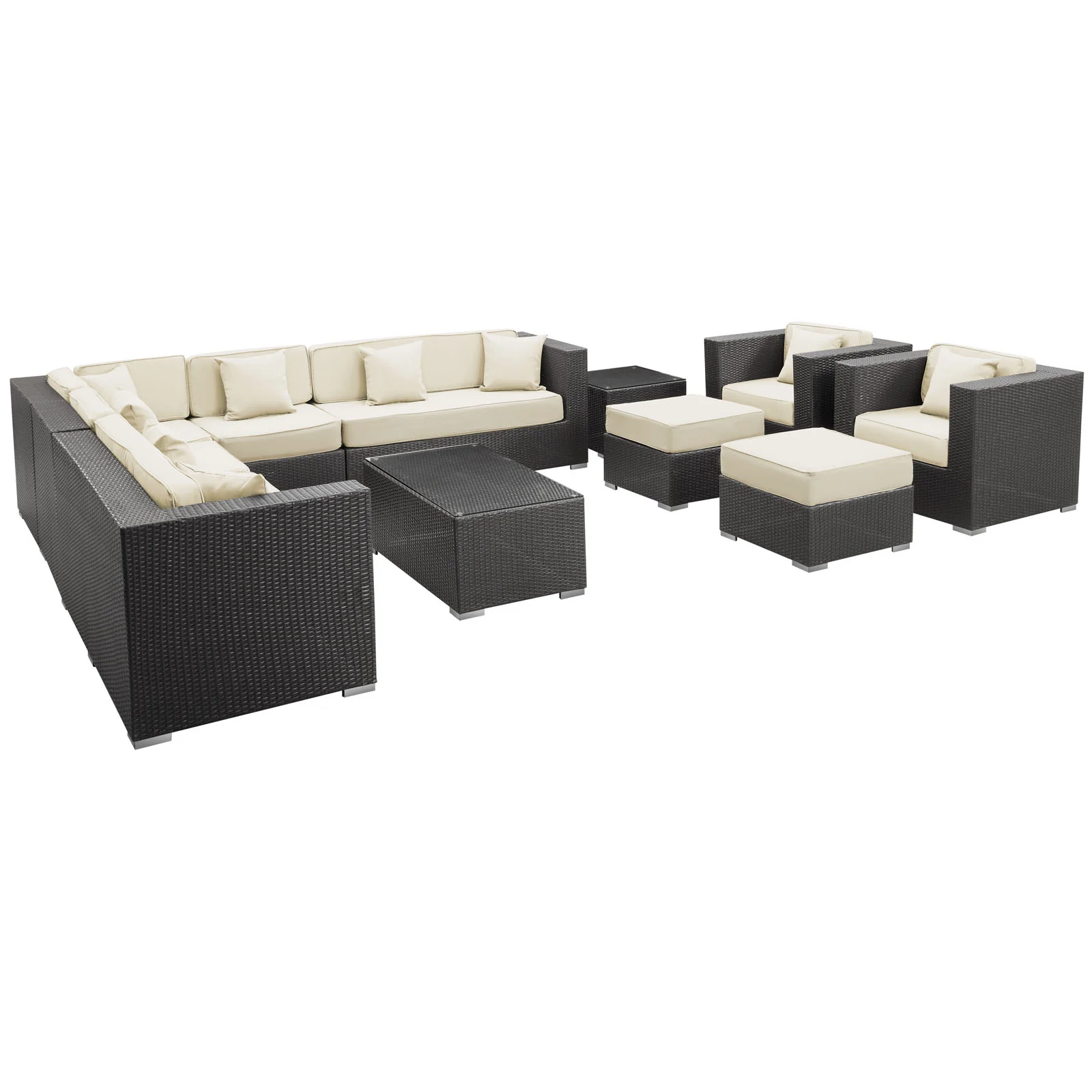 Modway Cohesion 11 Piece Outdoor Patio Sectional Set - Image 6
