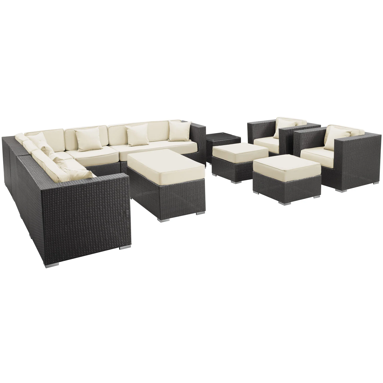 Modway Cohesion 11 Piece Outdoor Patio Sectional Set - Image 7