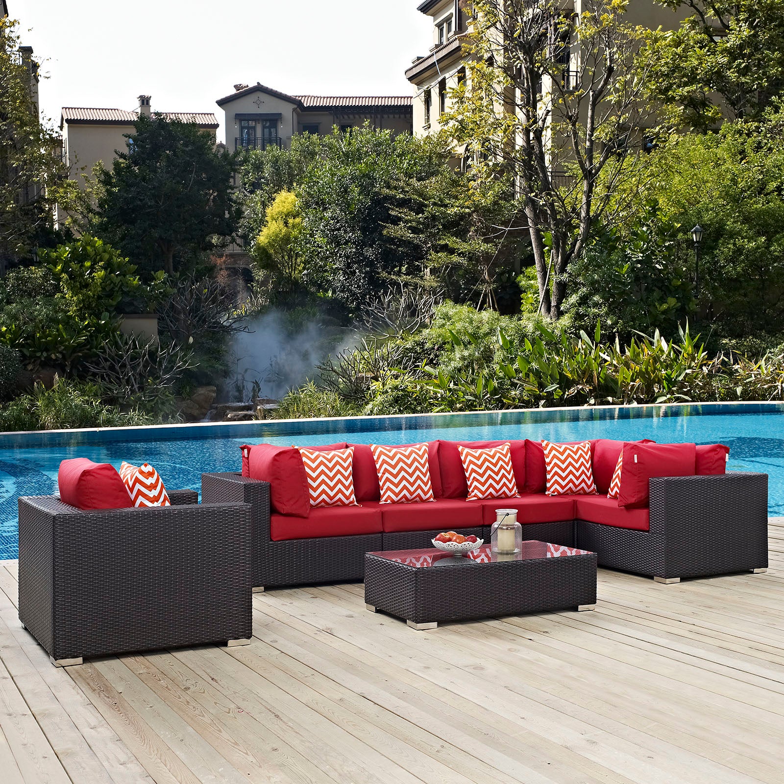 Modway Convene 7 Piece Outdoor Patio Sectional Set - Image 12