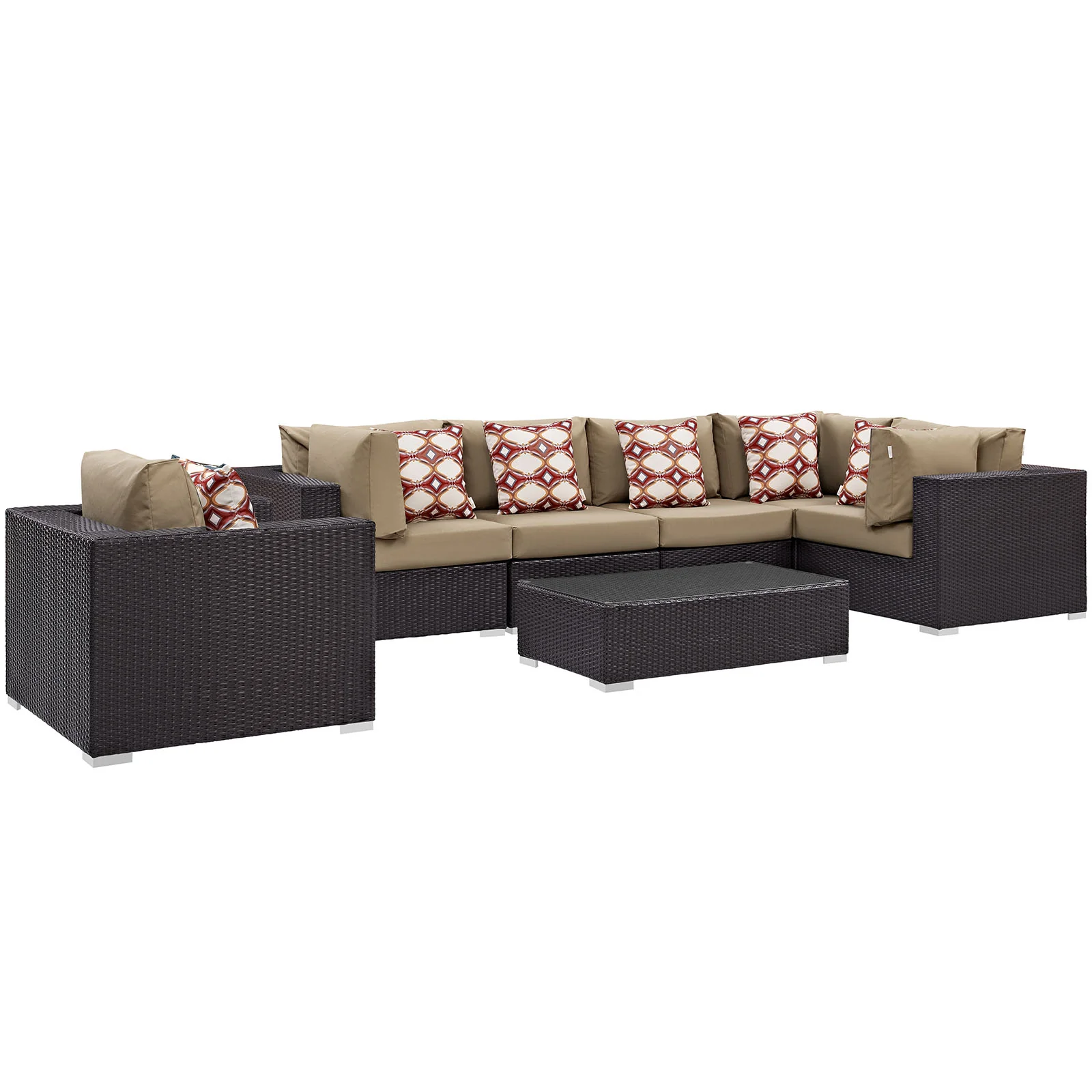 Modway Convene 7 Piece Outdoor Patio Sectional Set - Image 2