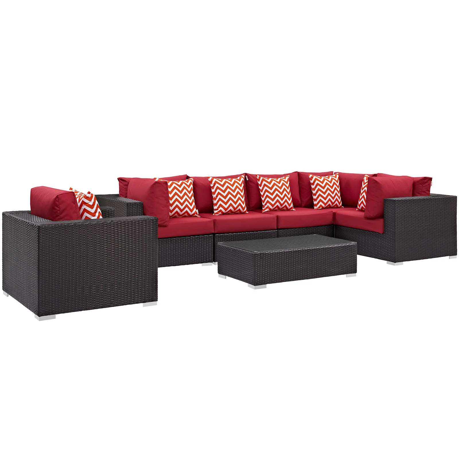 Modway Convene 7 Piece Outdoor Patio Sectional Set - Image 7