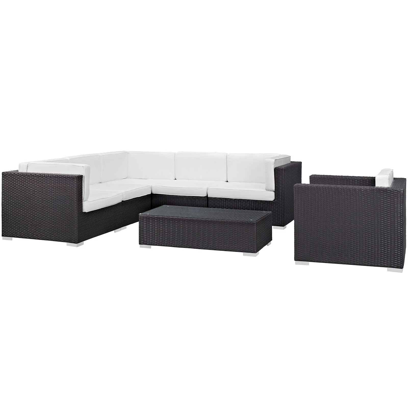 Modway Corona 7 Piece Outdoor Patio Sectional Set - Image 11
