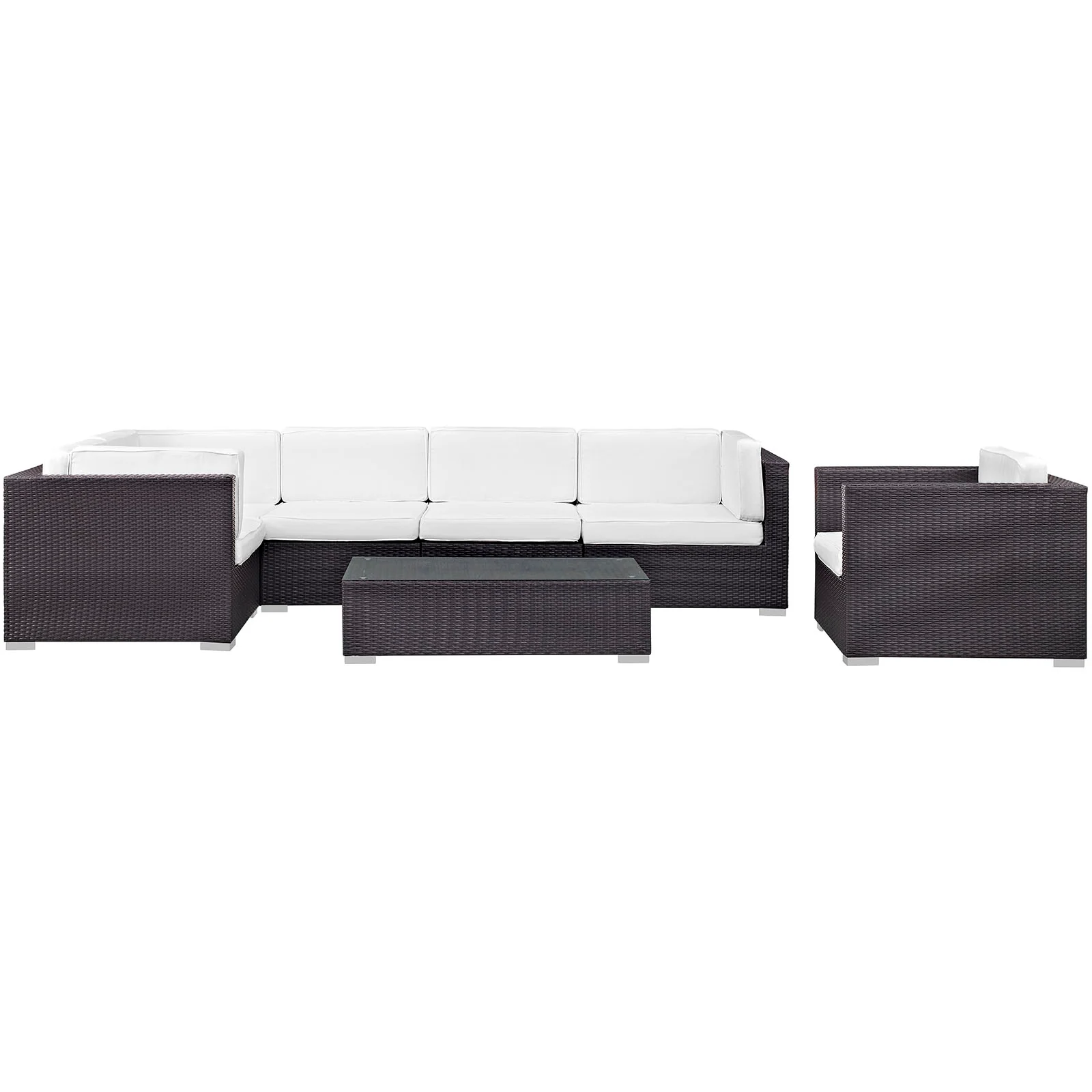 Modway Corona 7 Piece Outdoor Patio Sectional Set - Image 13