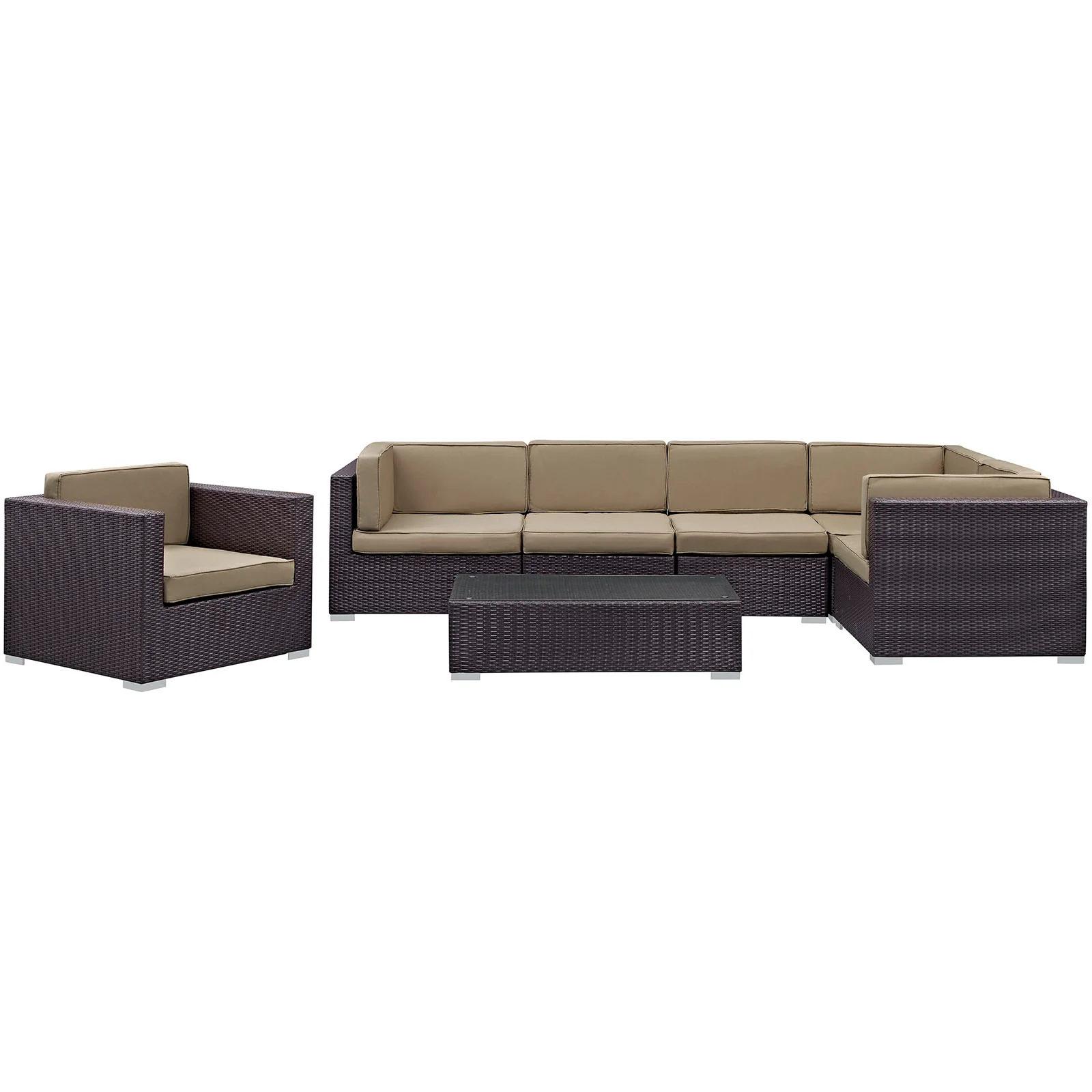 Modway Corona 7 Piece Outdoor Patio Sectional Set - Image 2