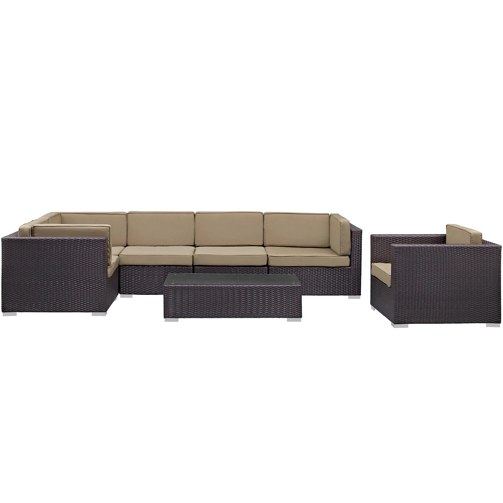 Modway Corona 7 Piece Outdoor Patio Sectional Set - Image 3