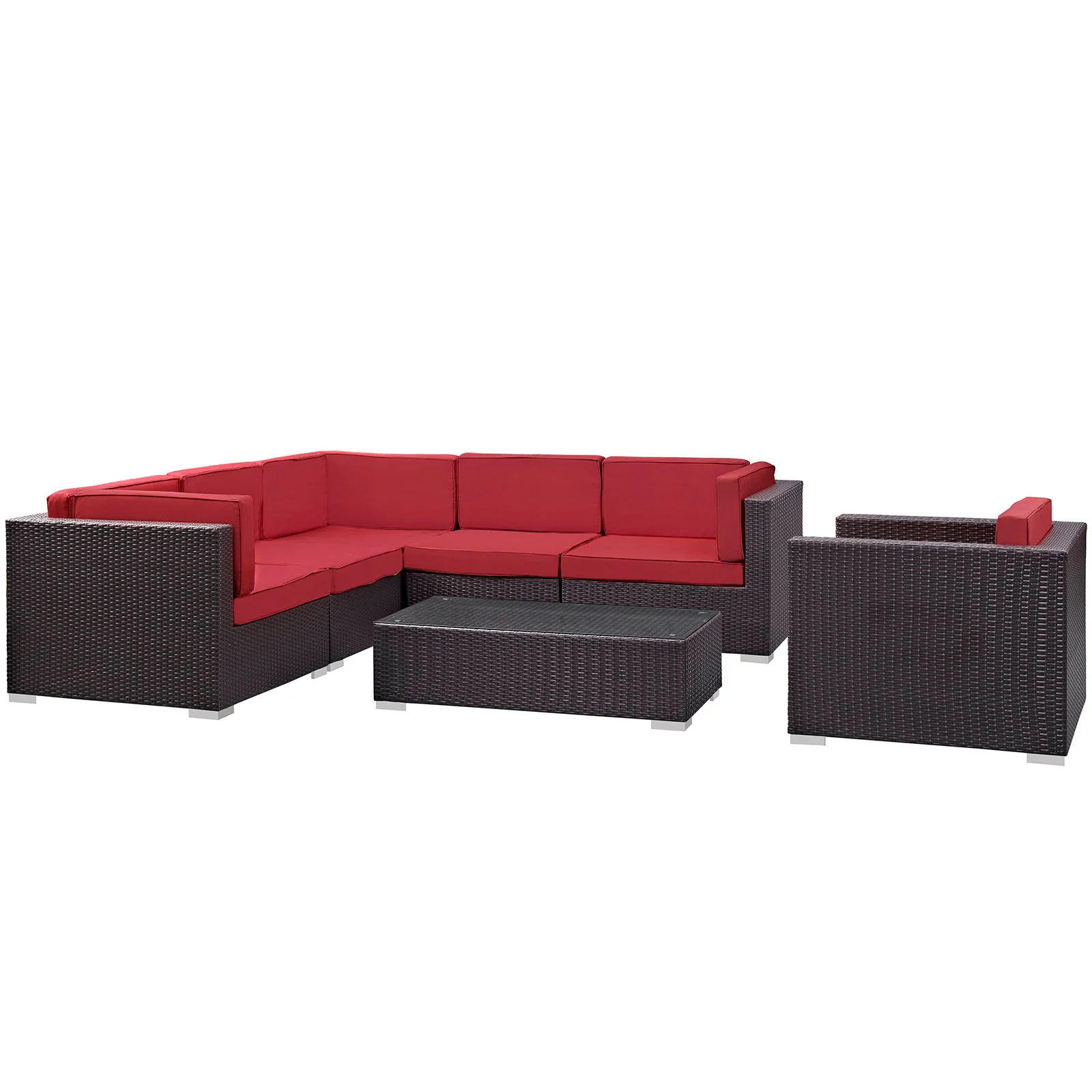 Modway Corona 7 Piece Outdoor Patio Sectional Set - Image 5