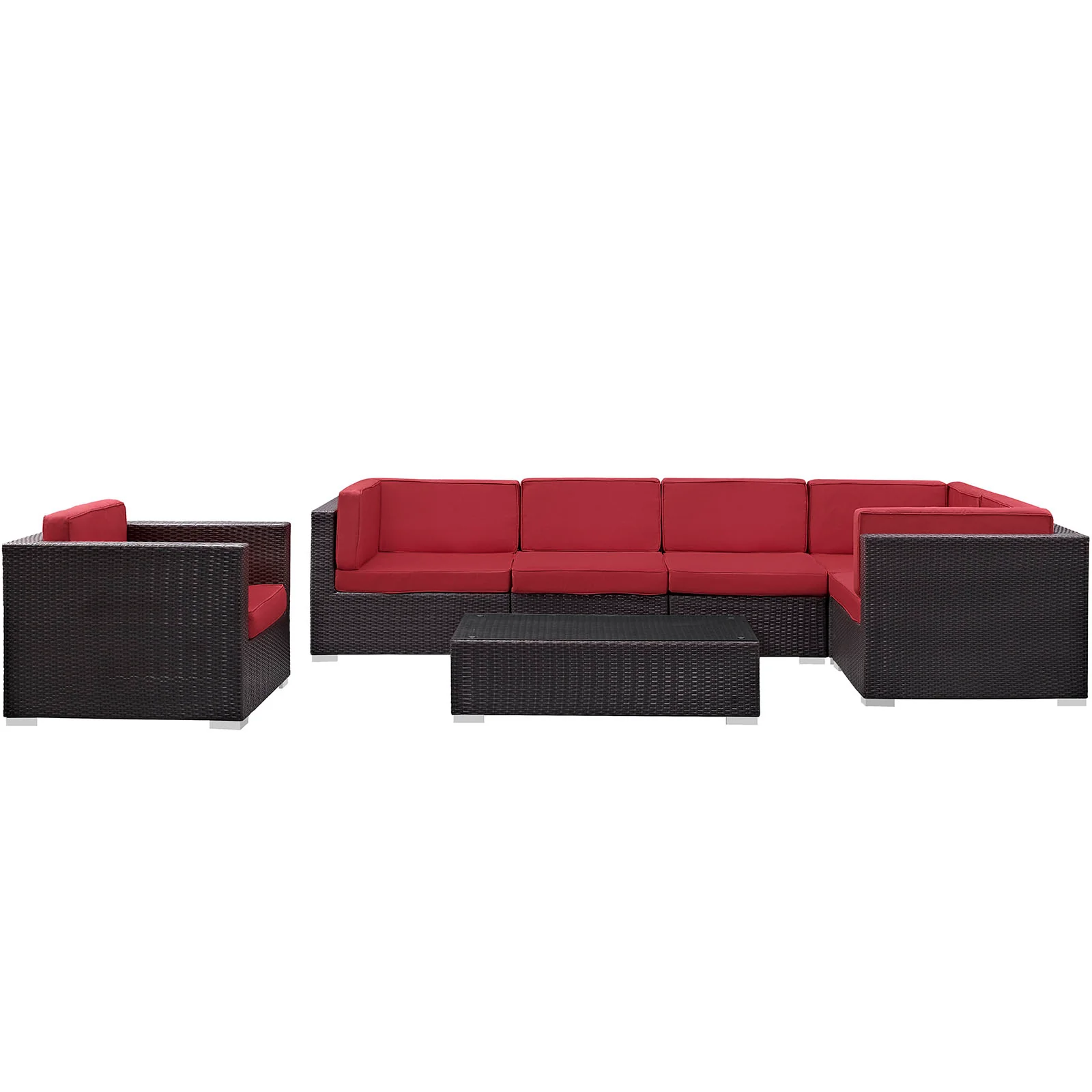 Modway Corona 7 Piece Outdoor Patio Sectional Set - Image 6