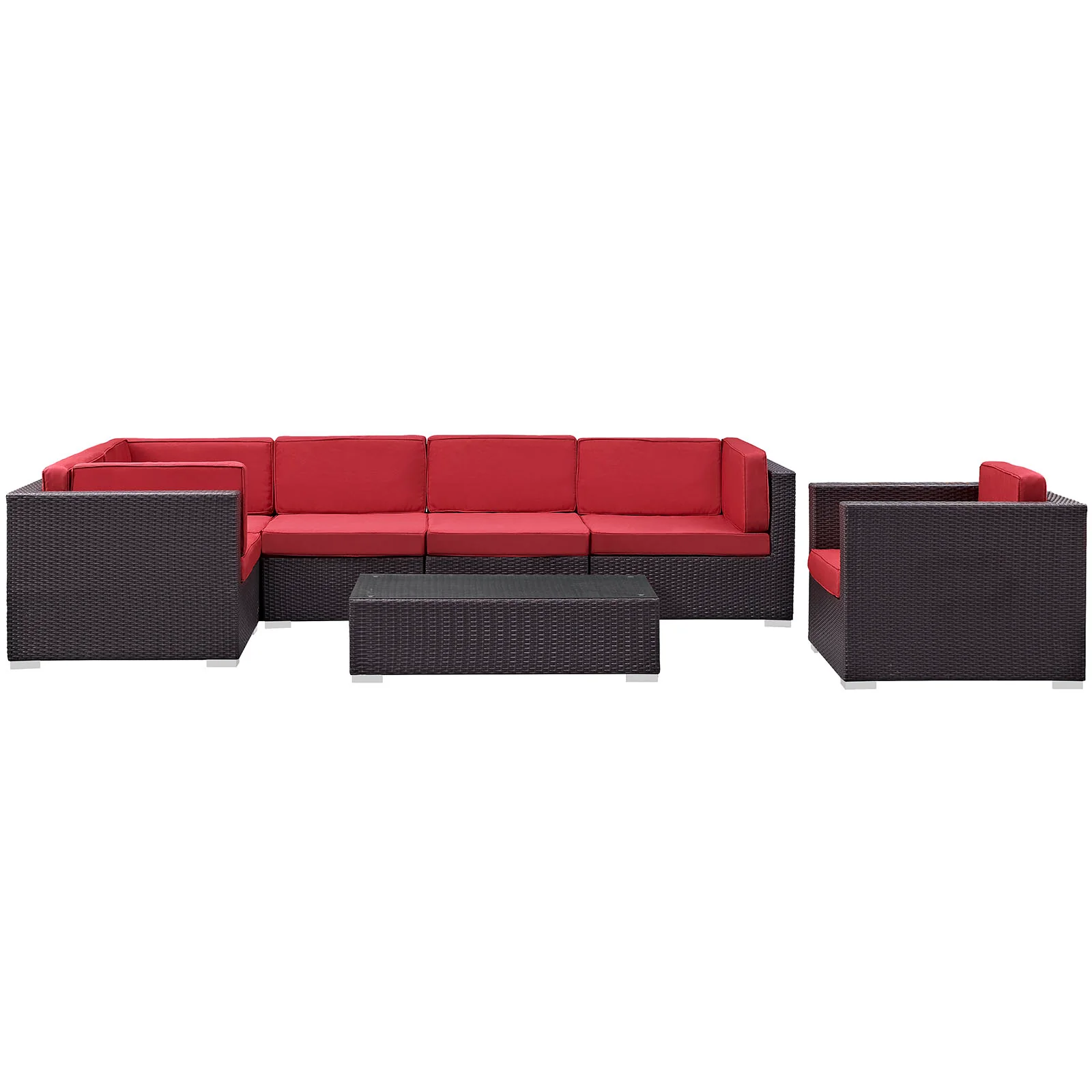 Modway Corona 7 Piece Outdoor Patio Sectional Set - Image 7