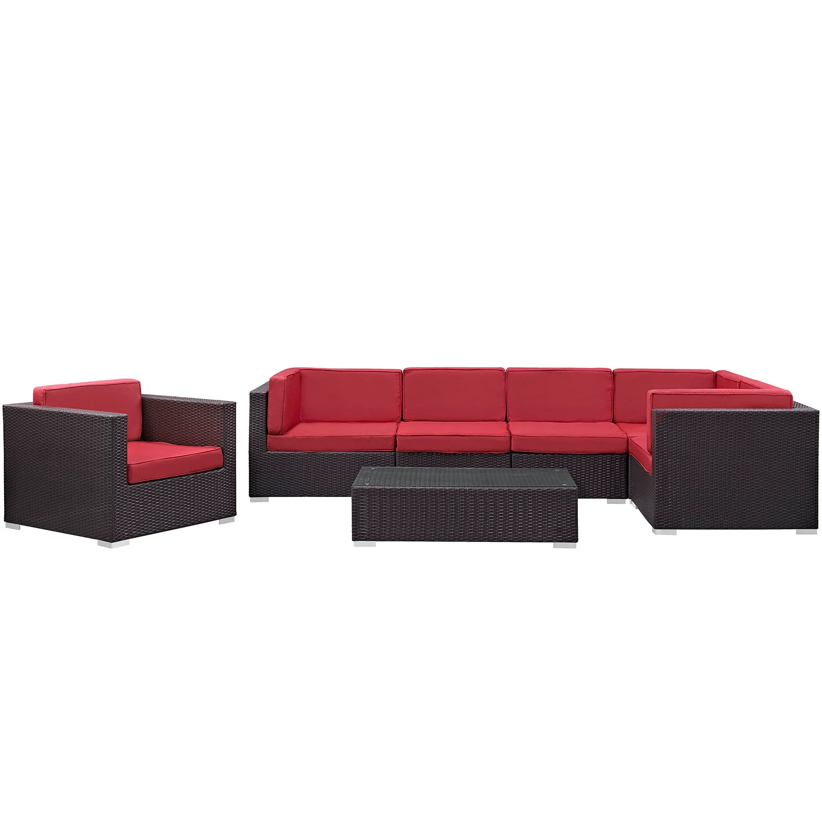 Modway Corona 7 Piece Outdoor Patio Sectional Set - Image 8