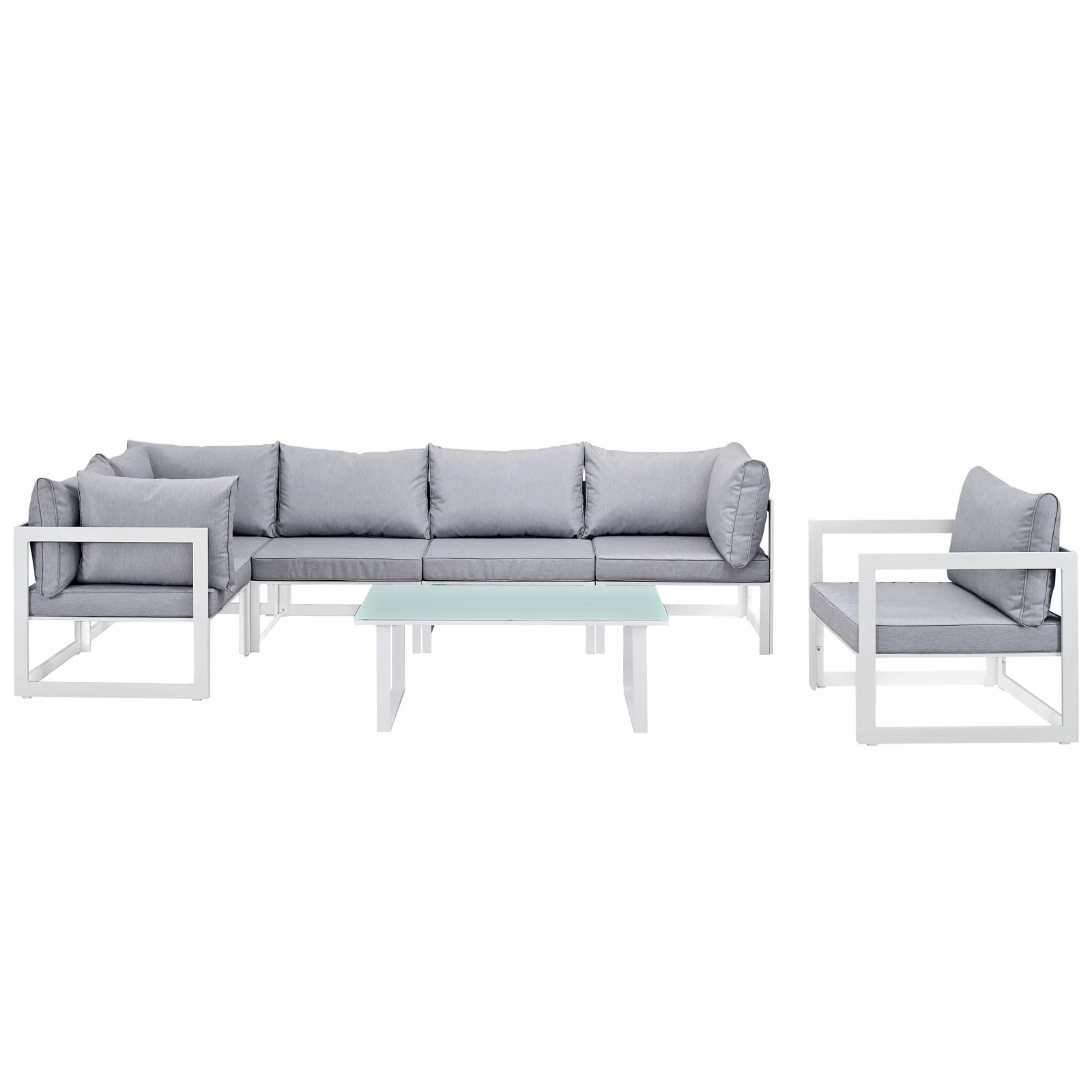 Modway Fortuna 7 Piece Outdoor Patio Sectional Sofa Set - Image 2