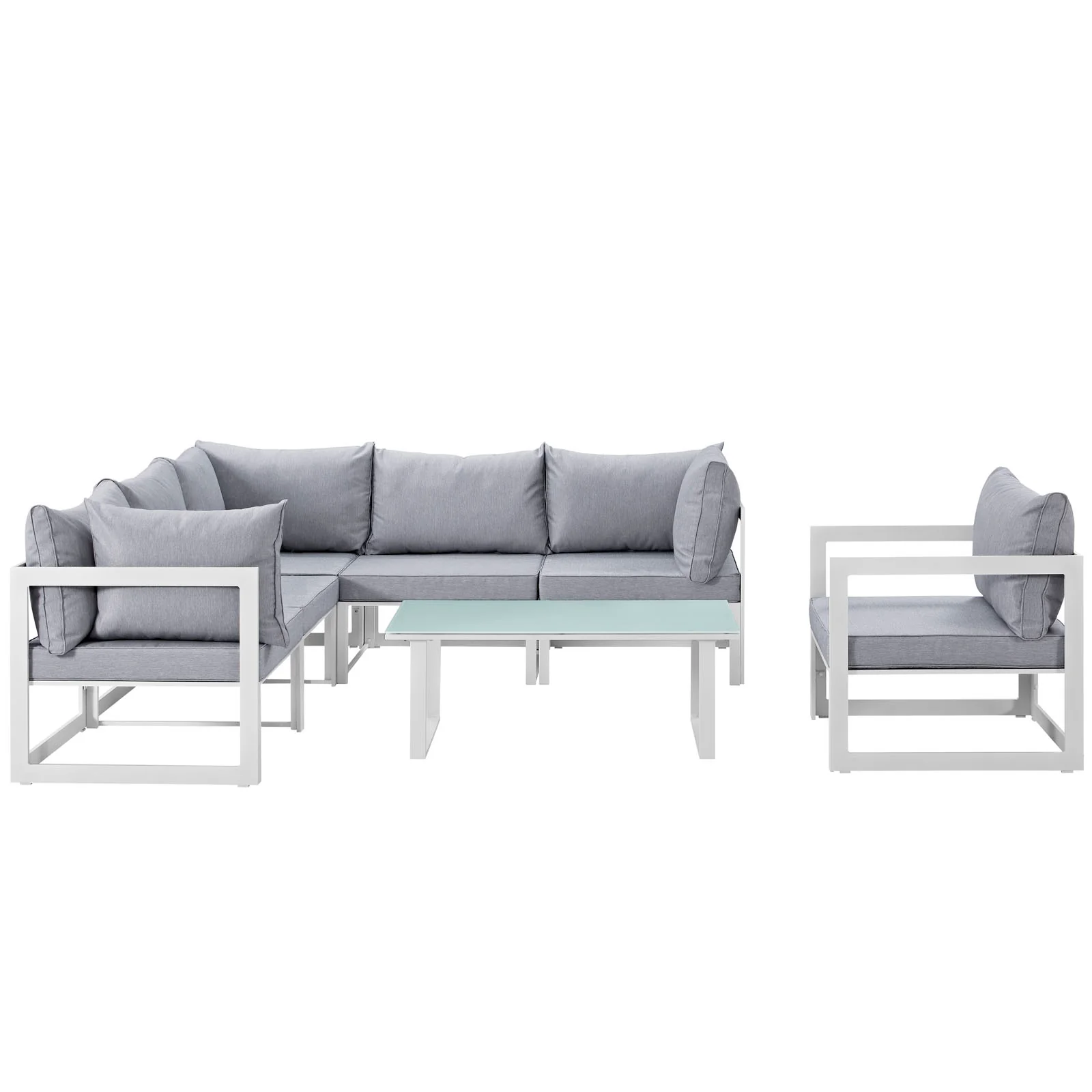 Modway Fortuna 7 Piece Outdoor Patio Sectional Sofa Set - Image 4
