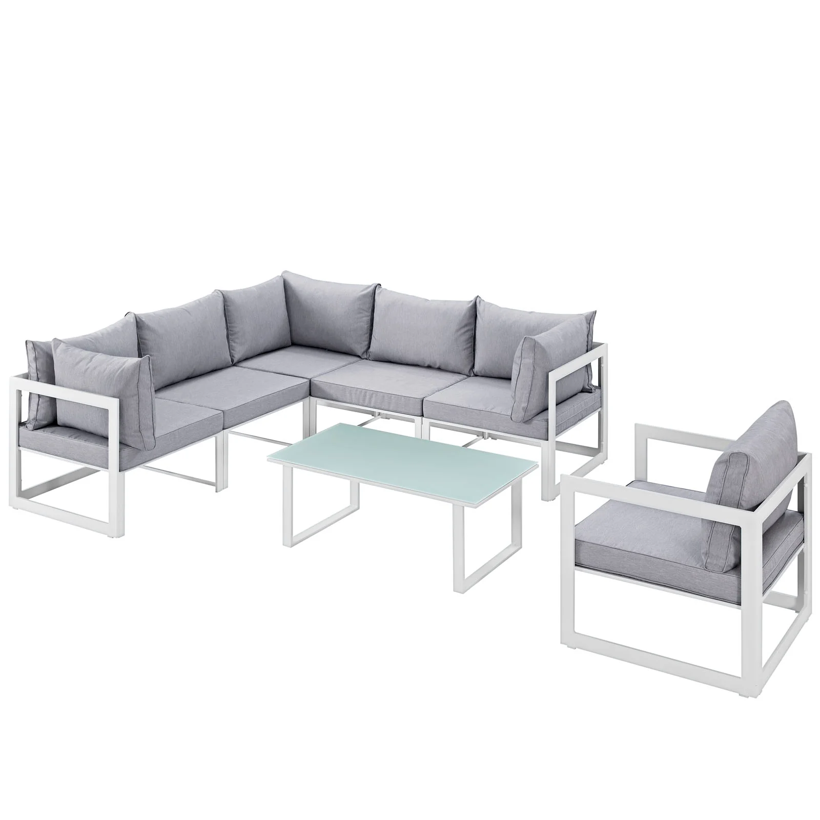 Modway Fortuna 7 Piece Outdoor Patio Sectional Sofa Set - Image 5