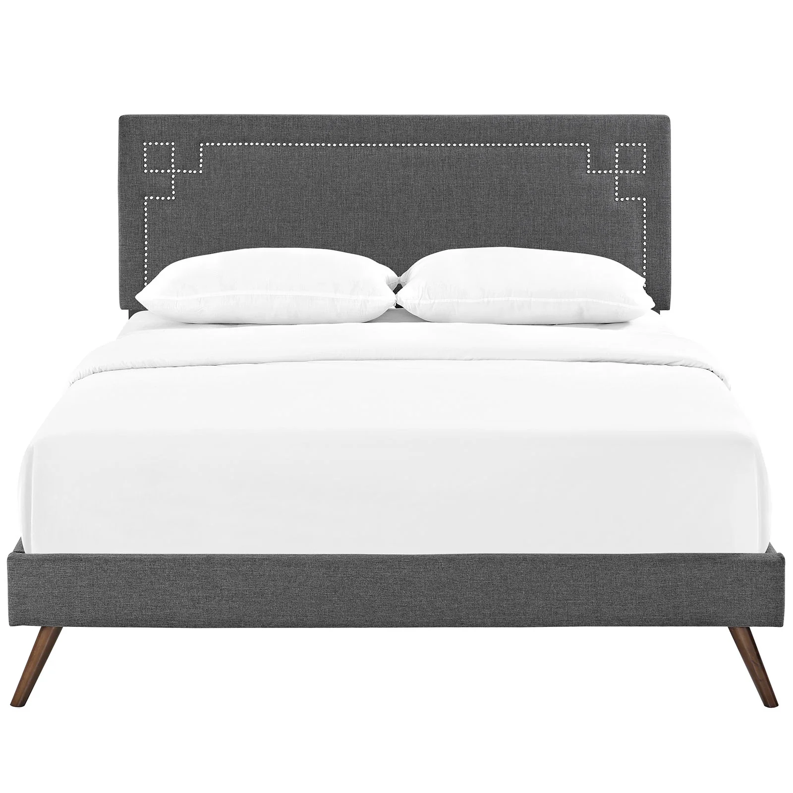 Modway Josie Fabric Queen Platform Bed with Round Splayed Legs - Image 5