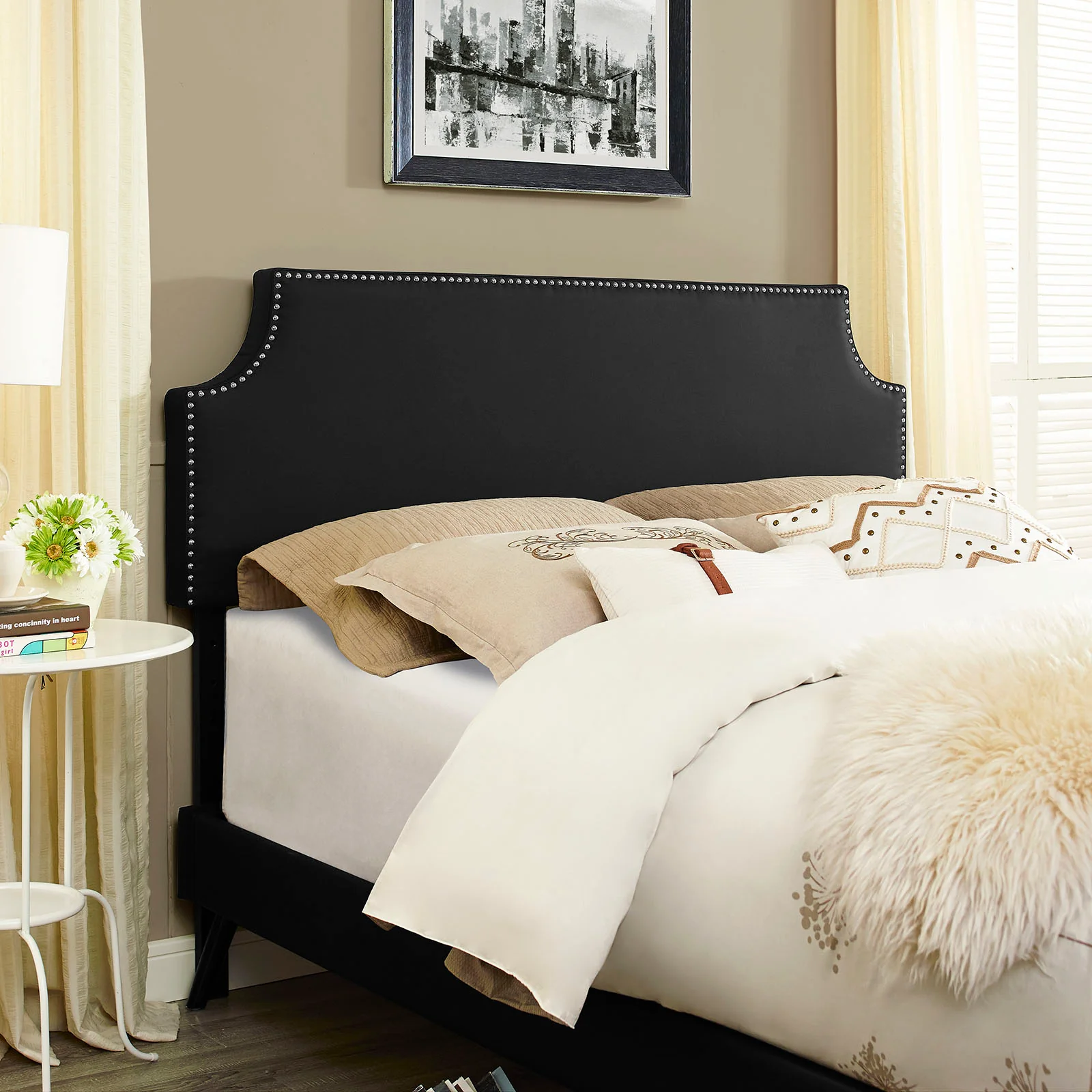 Modway Laura Vinyl Queen Platform Bed with Round Splayed Legs - Image 7