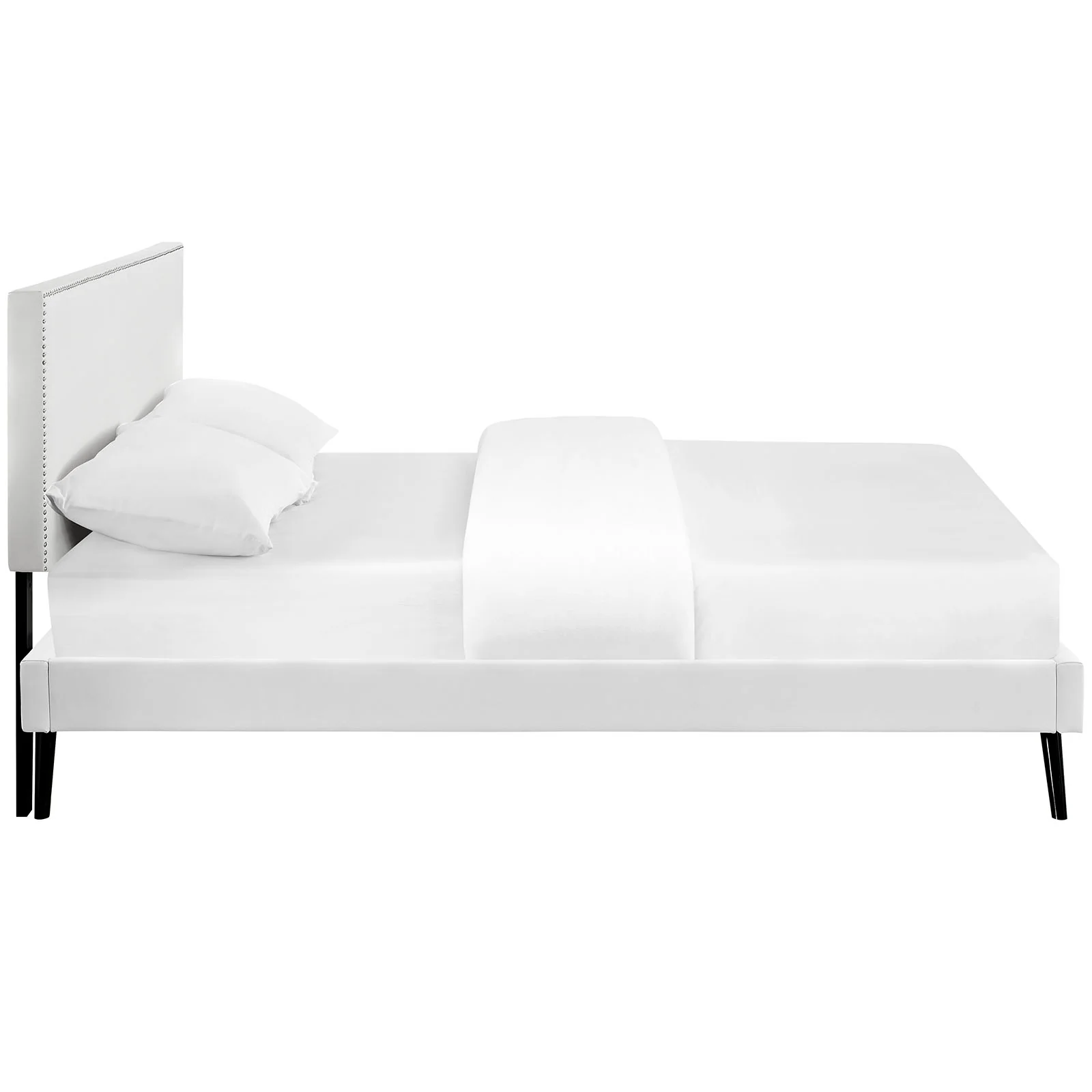 Modway Phoebe Vinyl King Platform Bed with Round Splayed Legs - Image 4
