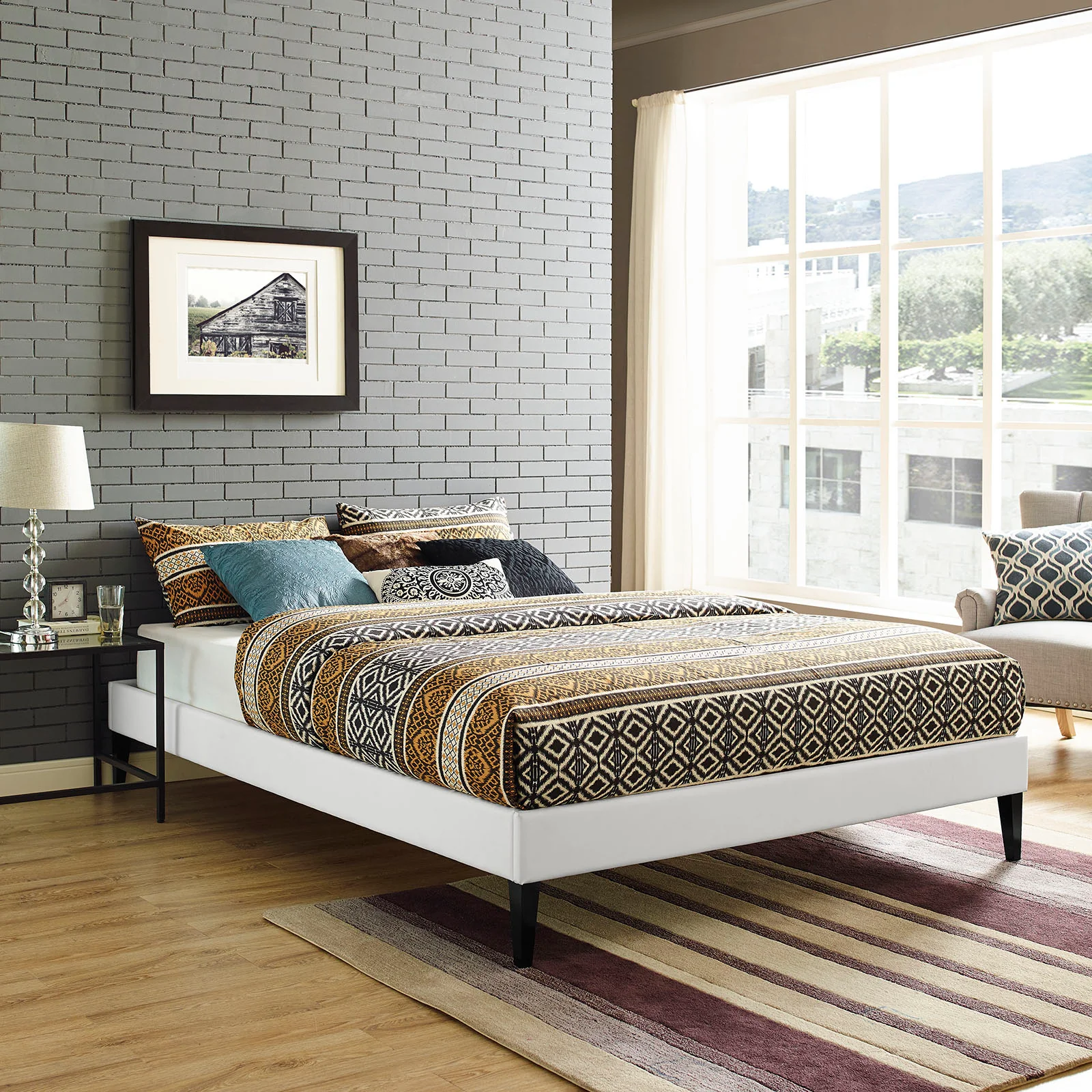 Modway Sharon Vinyl Full Bed Frame with Squared Tapered Legs - Image 10
