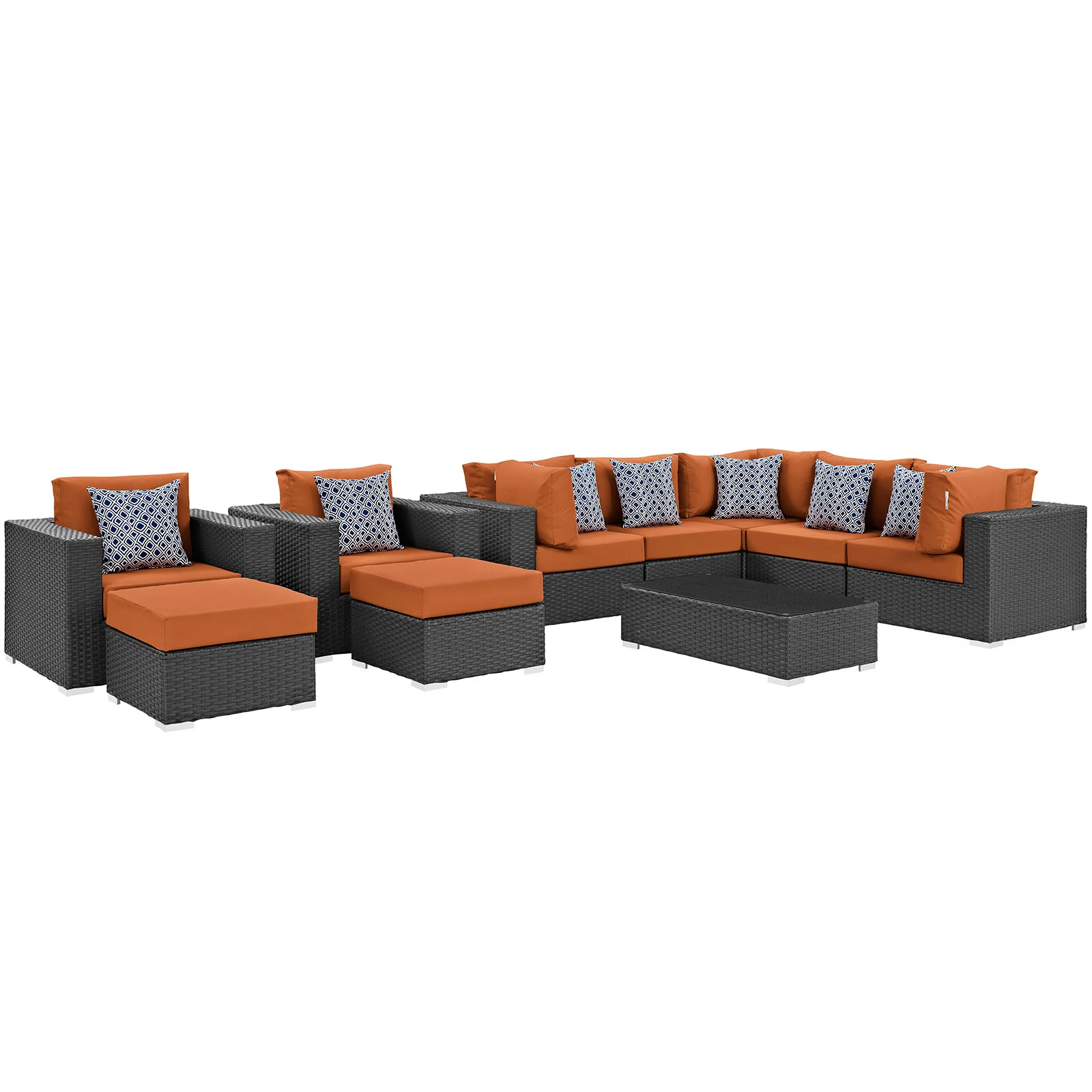 Modway Sojourn 10 Piece Outdoor Patio Sunbrella® Sectional Set - Image 2