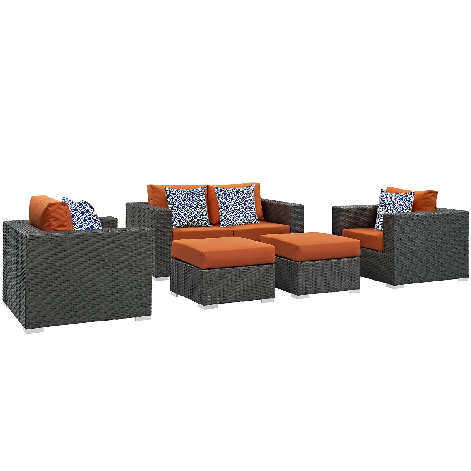 Modway Sojourn 5 Piece Outdoor Patio Sunbrella® Sectional Set - Image 2