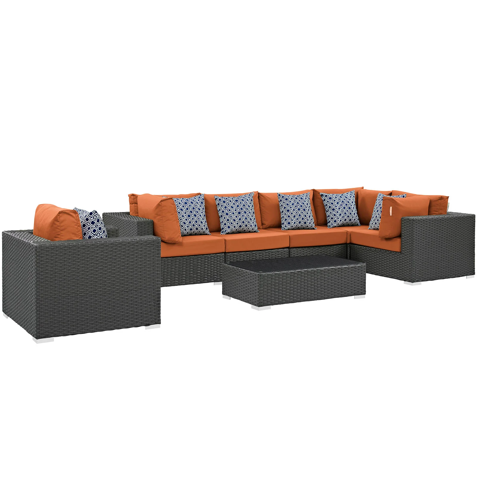 Modway Sojourn 7 Piece Outdoor Patio Sunbrella® Sectional Set - Image 2