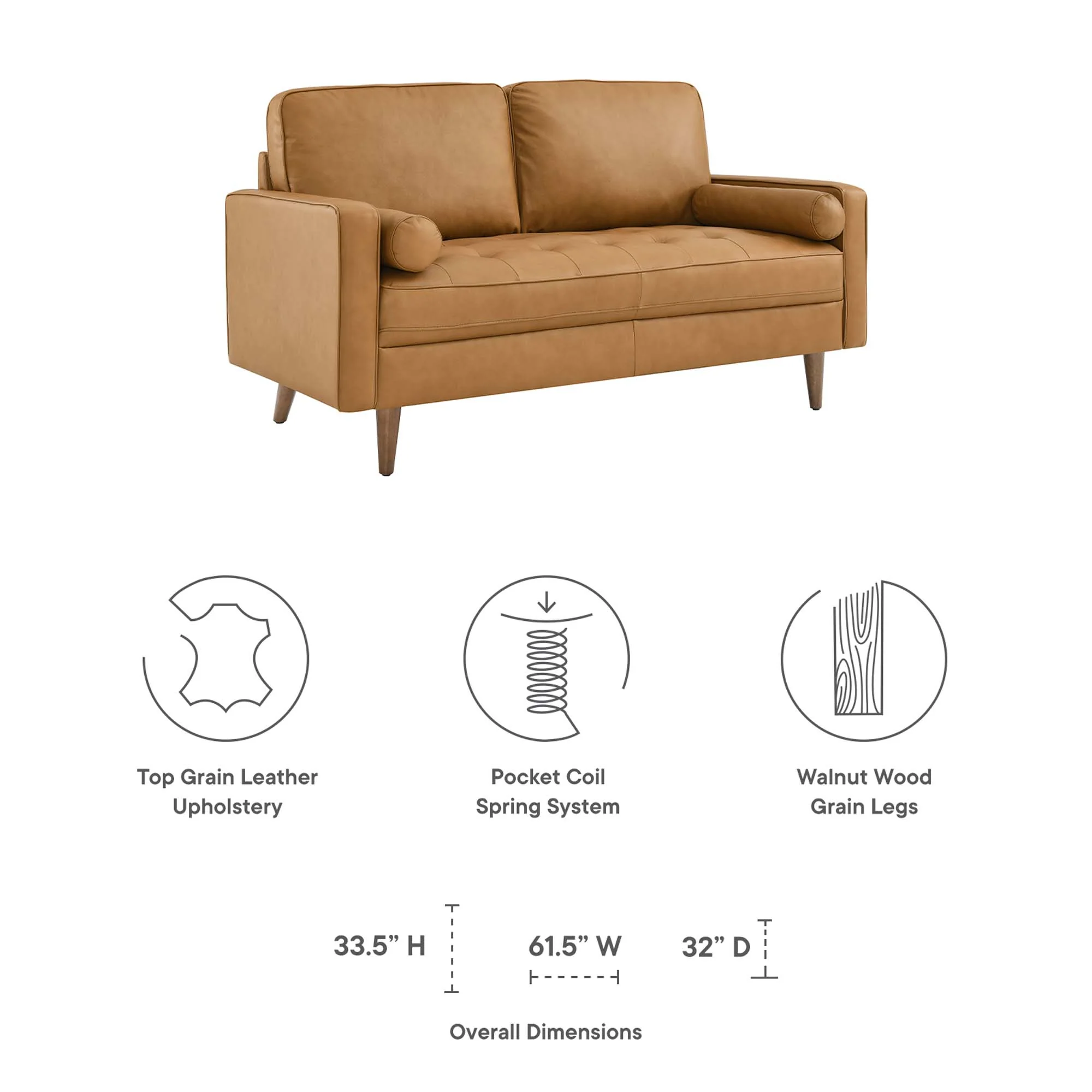 Modway Valour Leather Loveseat - Image 21