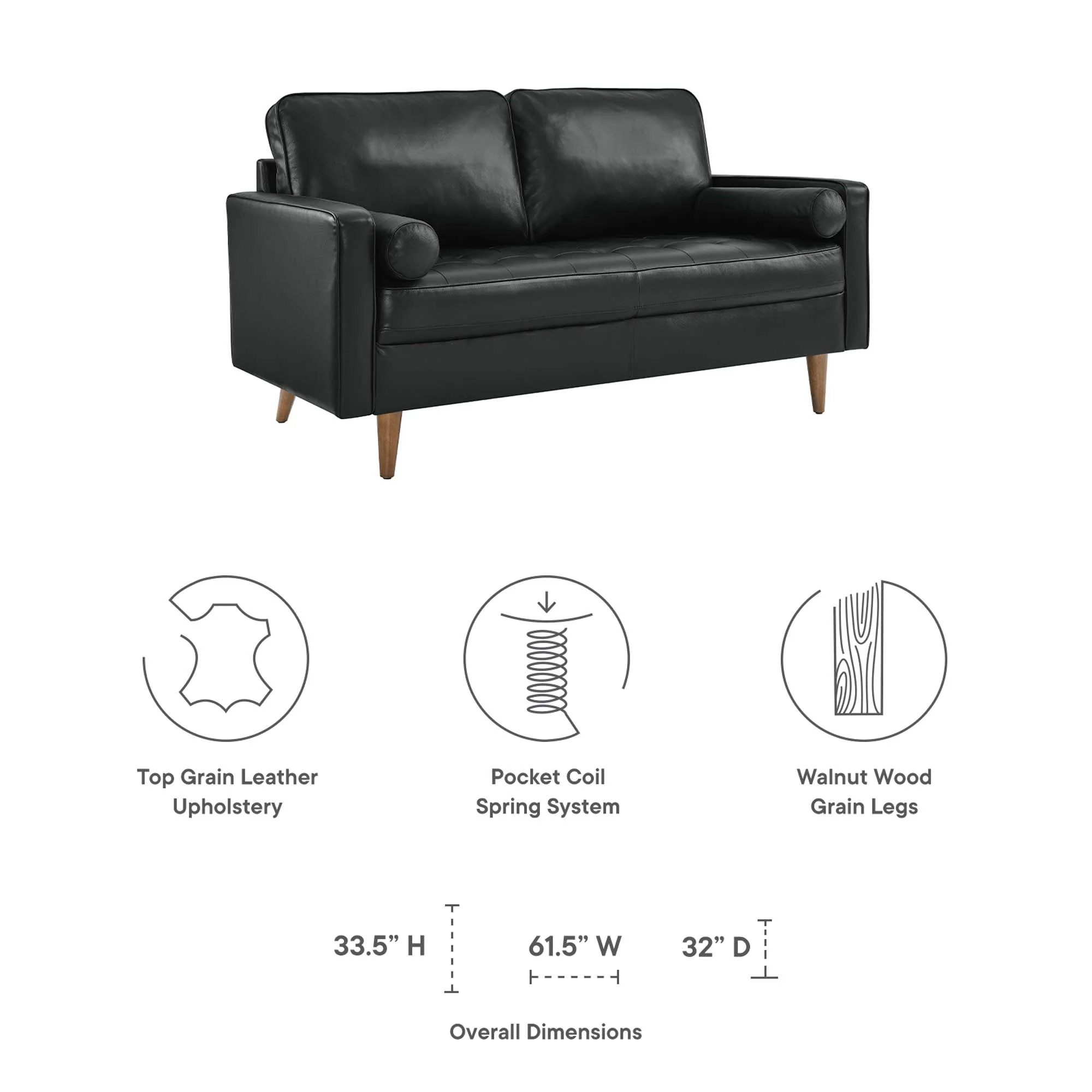 Modway Valour Leather Loveseat - Image 7