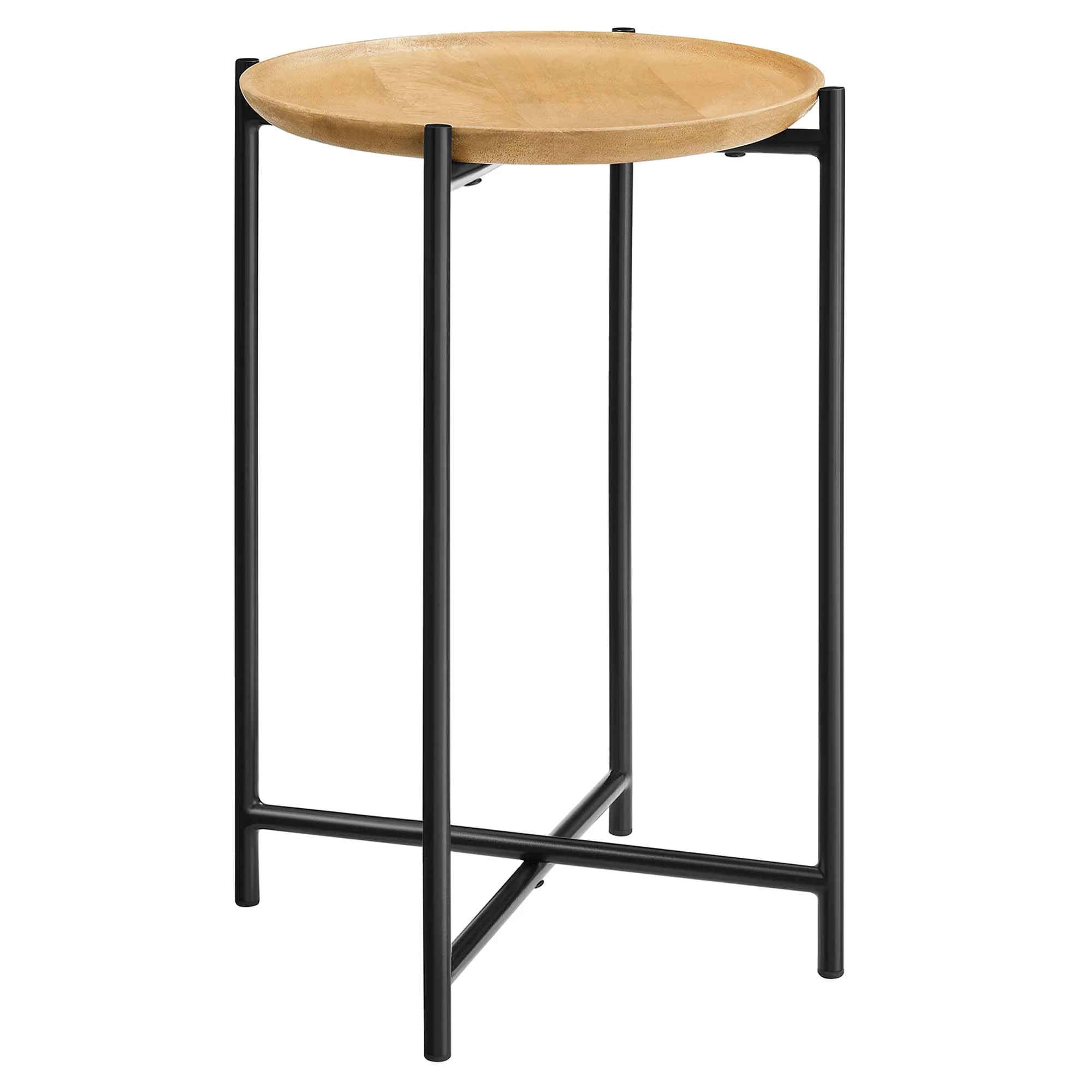 Modway Xilo Round Wood and Metal Side Table - Image 2
