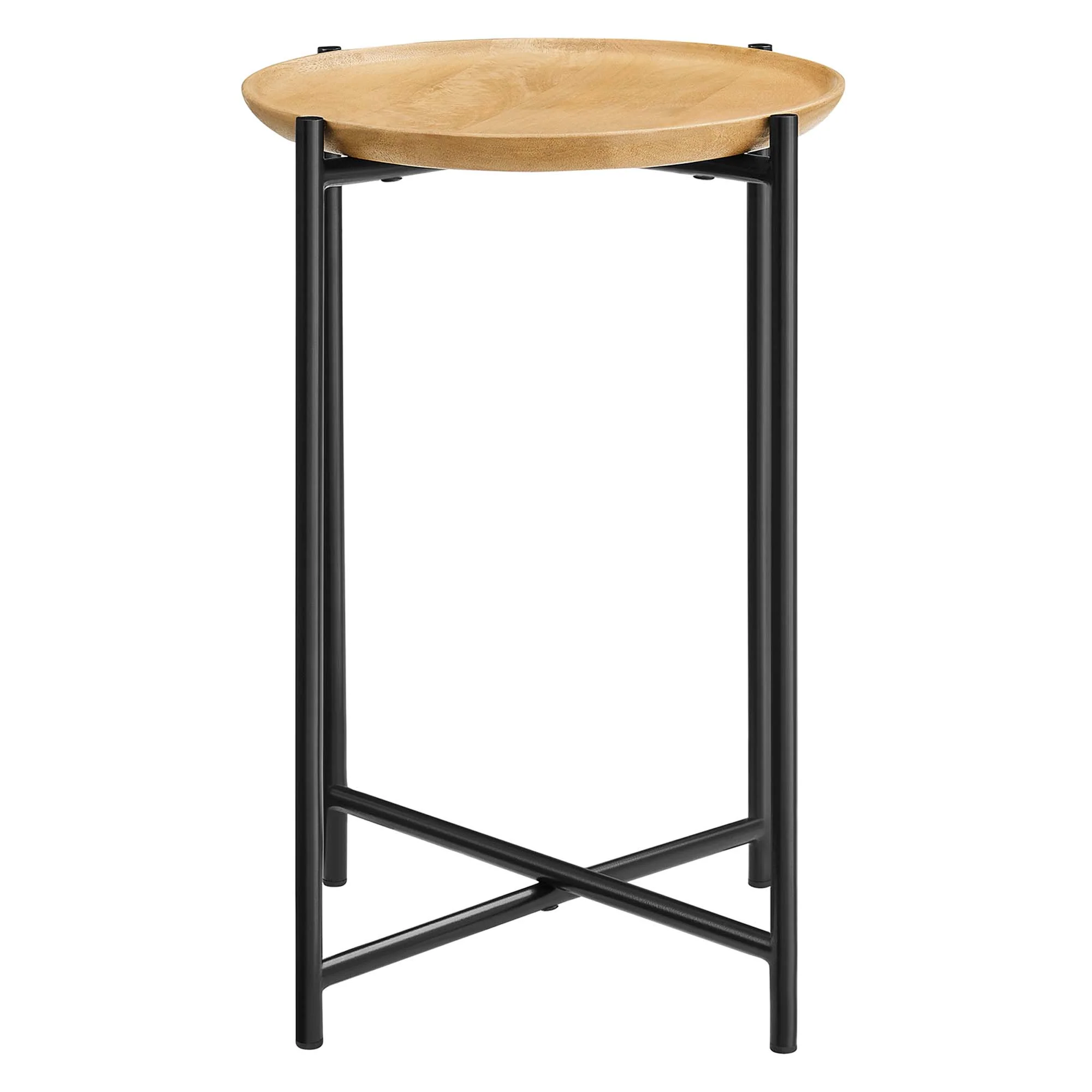 Modway Xilo Round Wood and Metal Side Table - Image 3