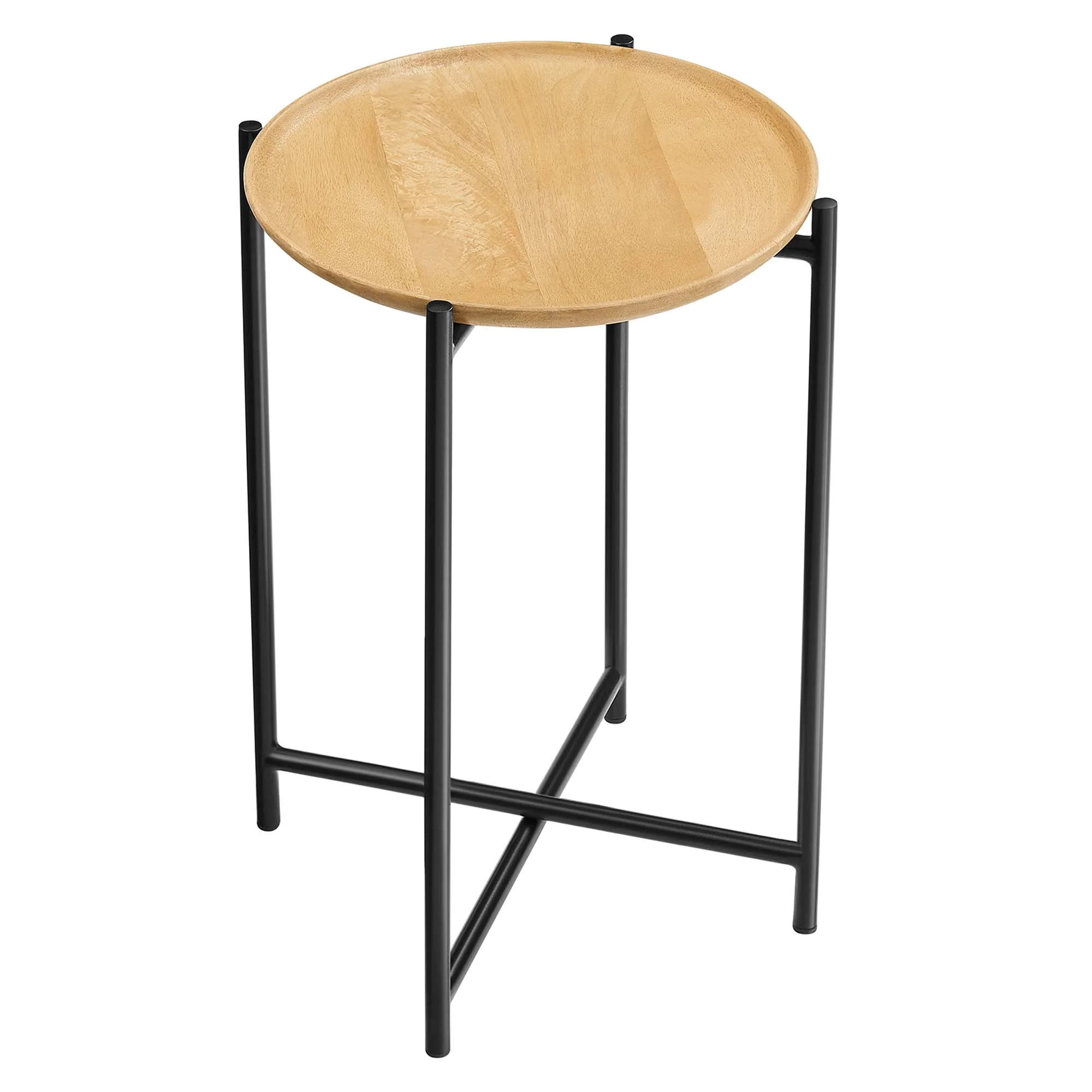 Modway Xilo Round Wood and Metal Side Table - Image 4