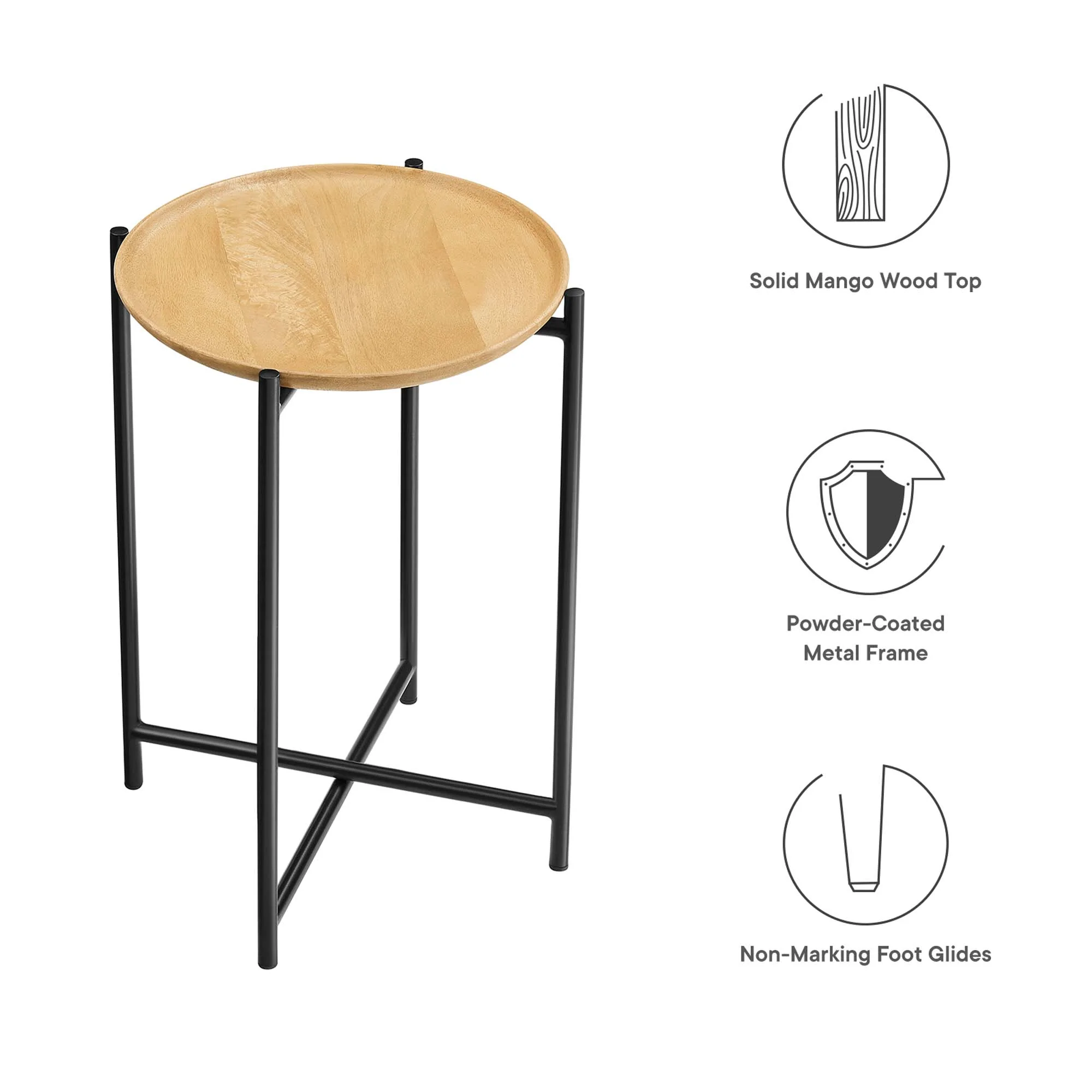 Modway Xilo Round Wood and Metal Side Table - Image 7