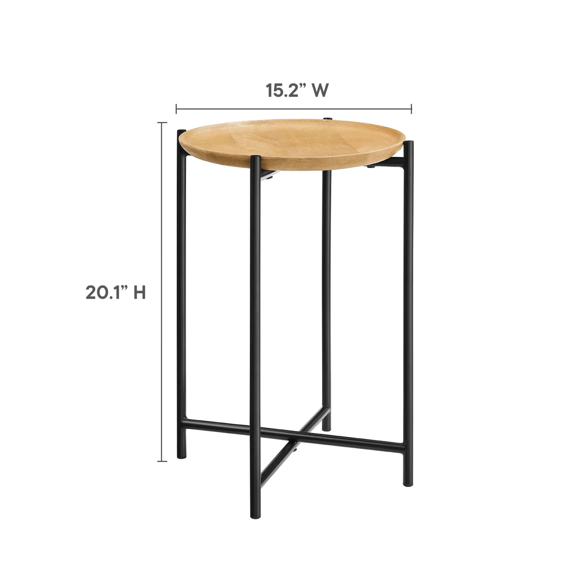 Modway Xilo Round Wood and Metal Side Table - Image 8