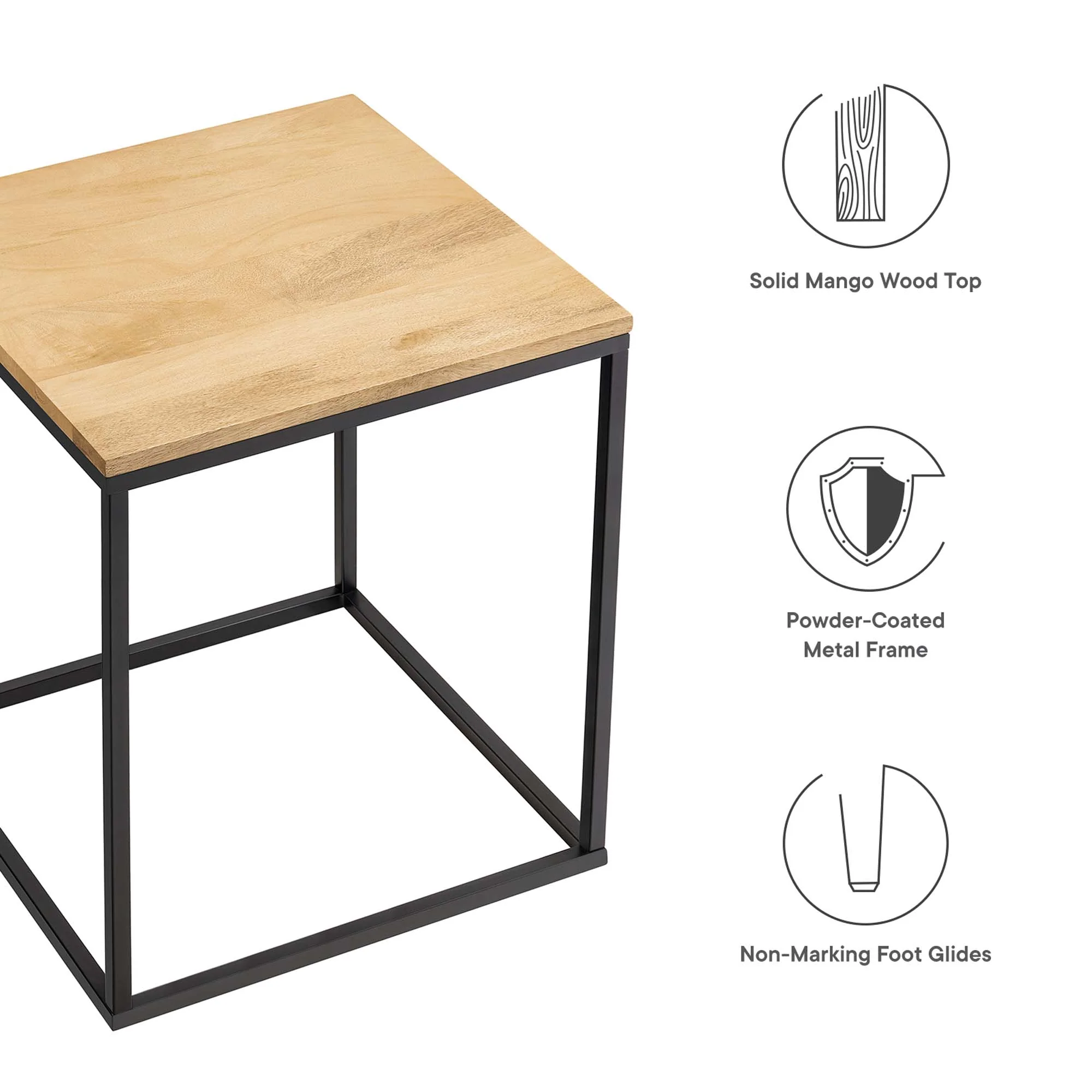 Modway Zora Square Wood and Metal Side Table - Image 7