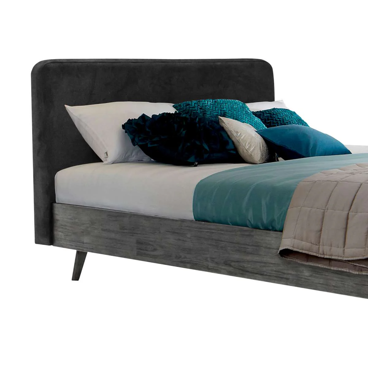 Mohave Mid-Century Tundra Gray Acacia King Platform Bed By Armen Living - Image 3